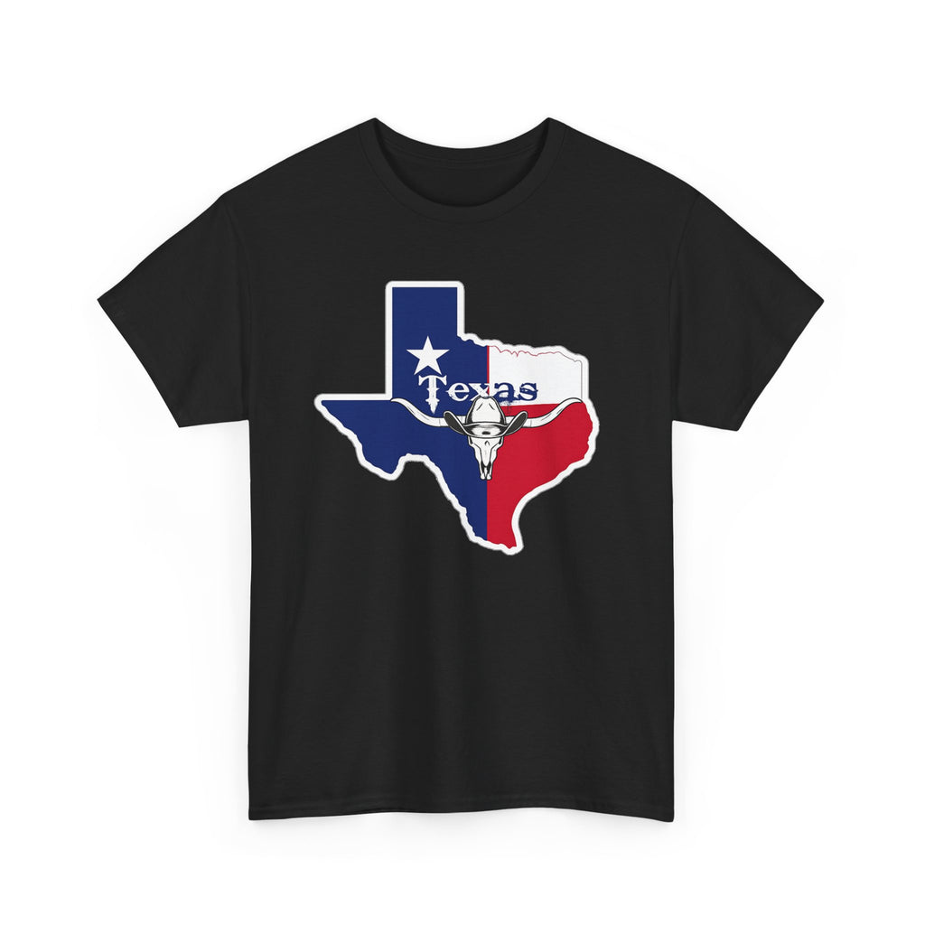 Texas Flag Outline T-Shirt — Lone Star State Map Tee with 'Texas' Text