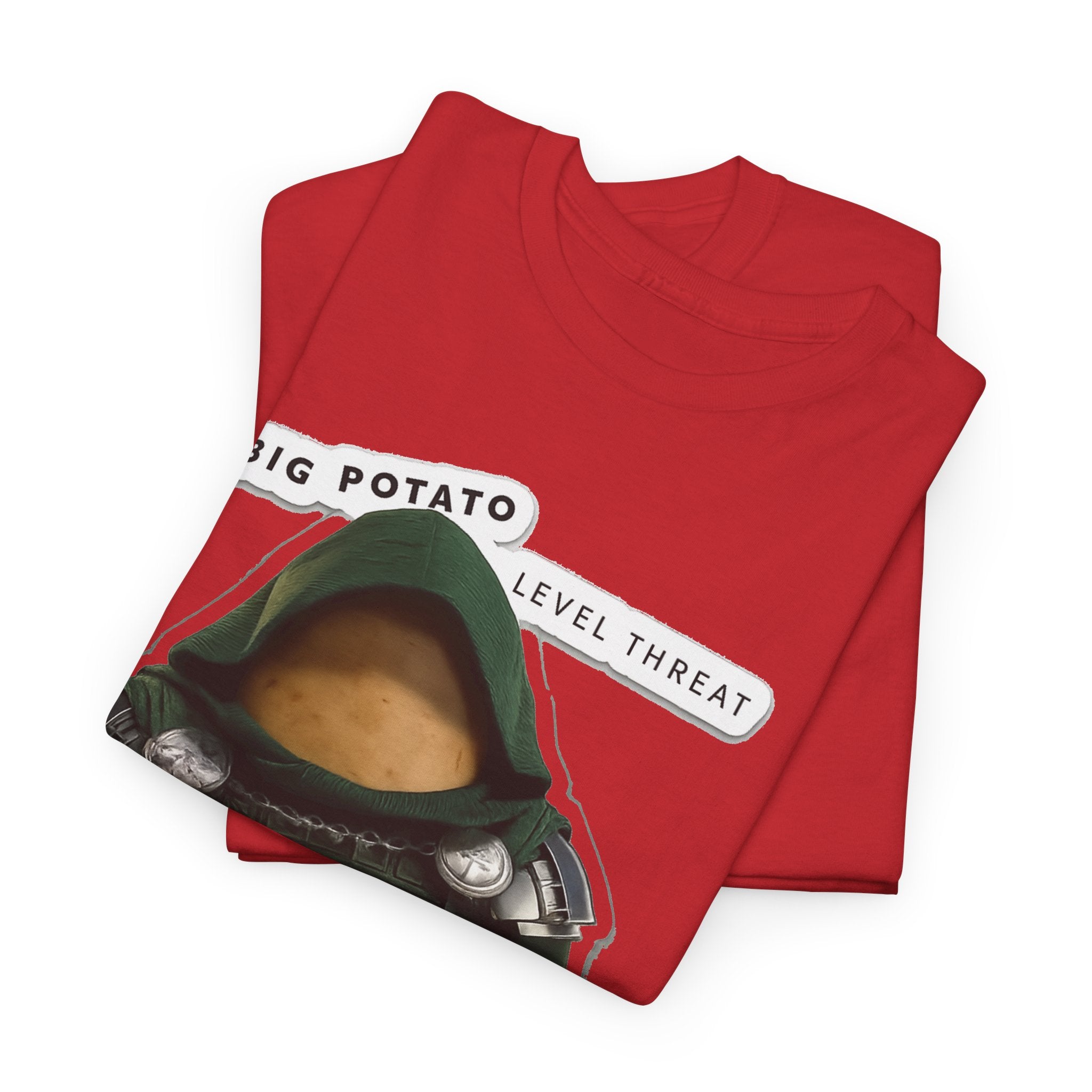 Big Potato "Level Threat" Doom Tee — Funny Potato Soldier Graphic T-Shirt