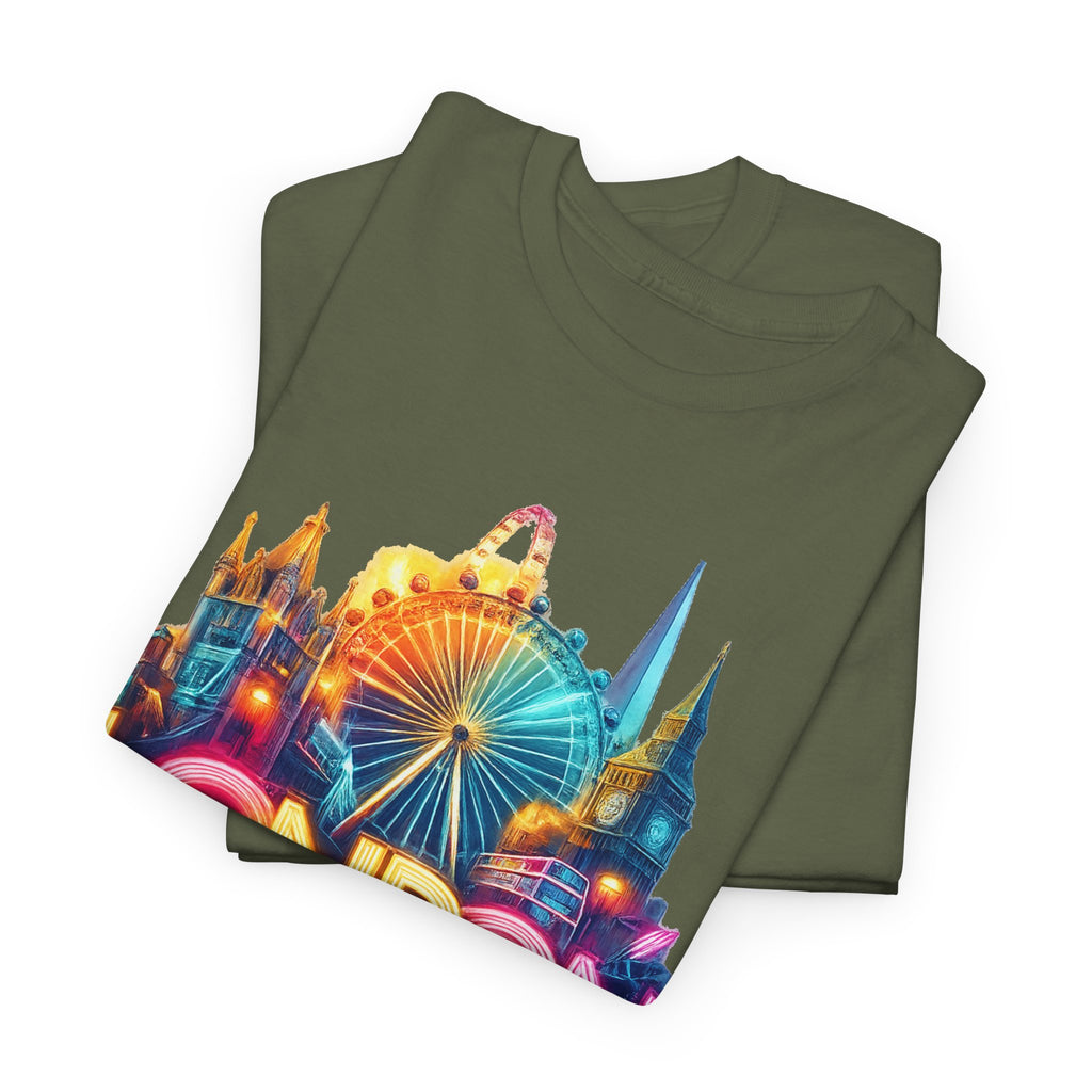 London Skyline Tee — Colorful Neon London Landmark T-Shirt