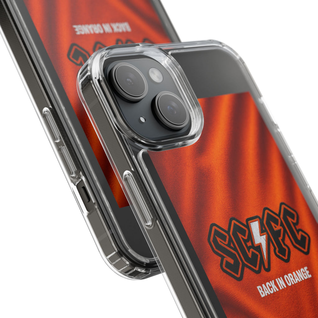 Salford CIty Inspired Phone Case — 'SCFC Back in Orange' Clear Protective Cover