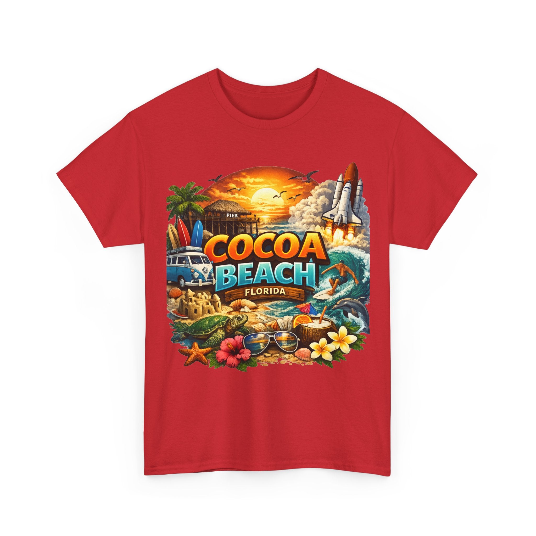Cocoa Beach Florida Sunset Surf T-Shirt — Retro Beach Vacation Graphic Tee