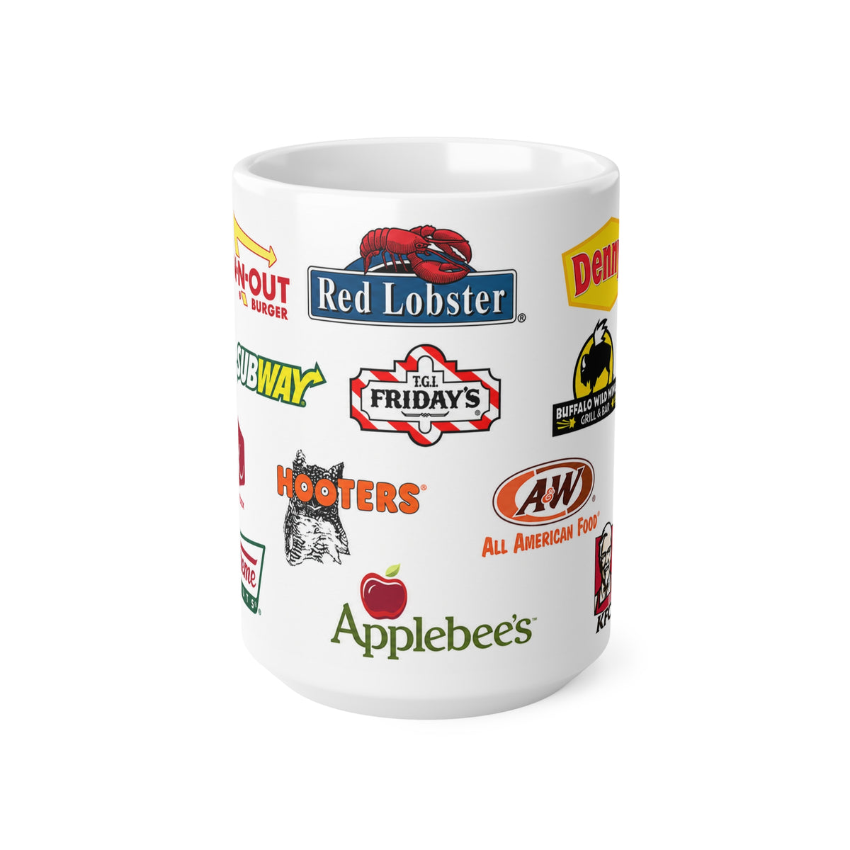 American Food Chains Collage Mug — Classic American Restaurant Brands Coffee Cup (11oz & 15oz)