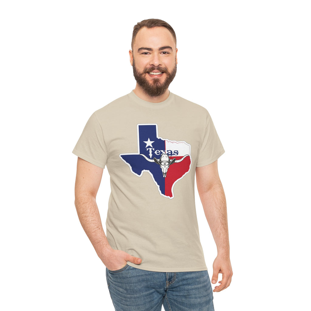 Texas Flag Outline T-Shirt — Lone Star State Map Tee with 'Texas' Text