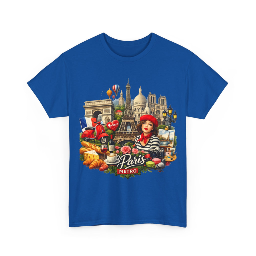 Paris Montage Tee — Eiffel Tower, Croissant & Metro Vintage Travel T‑Shirt