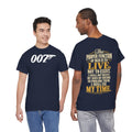 007 Gun Logo T-Shirt — "The Proper Function of Man Is to Live" Quote Tee