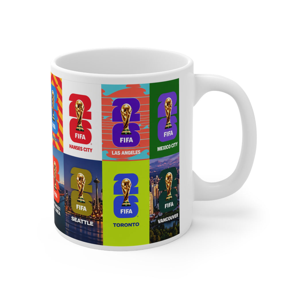 FIFA World Cup Cities Collage Mug — 11oz/15oz Ceramic Coffee Cup