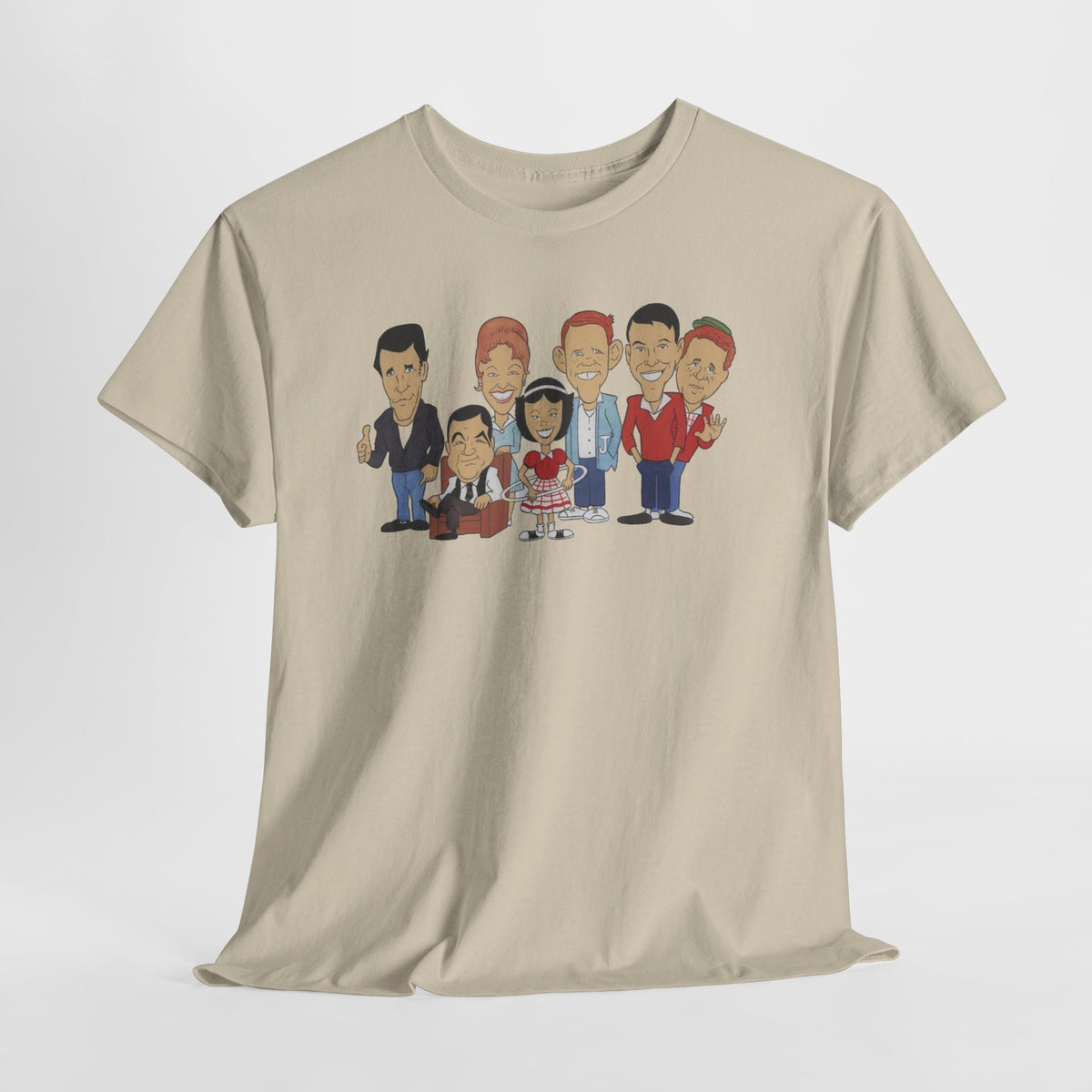 Happy Days Retro TV Cast Cartoon Tee - Vintage Sitcom Character Group Shirt