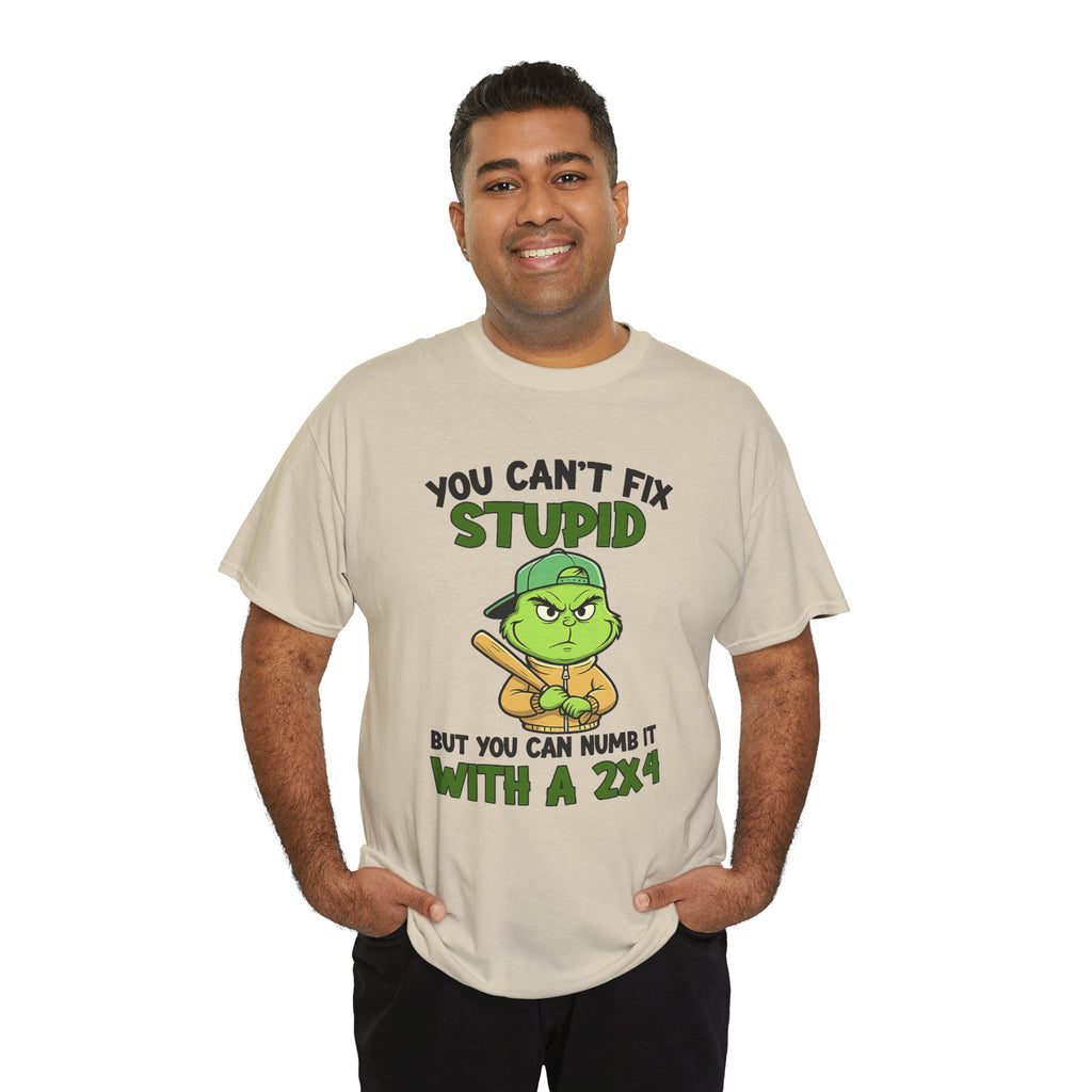 Funny Carpenter T‑Shirt — "You Can't Fix Stupid But You Can Numb It With a 2x4"