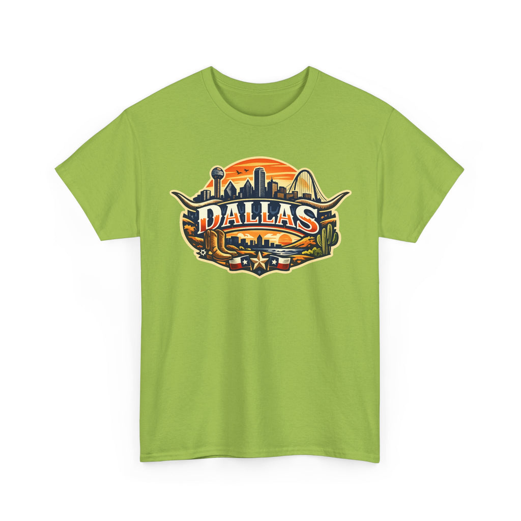 Dallas Skyline Retro Tee — Vintage Cityscape T‑Shirt with 'Dallas' Graphic