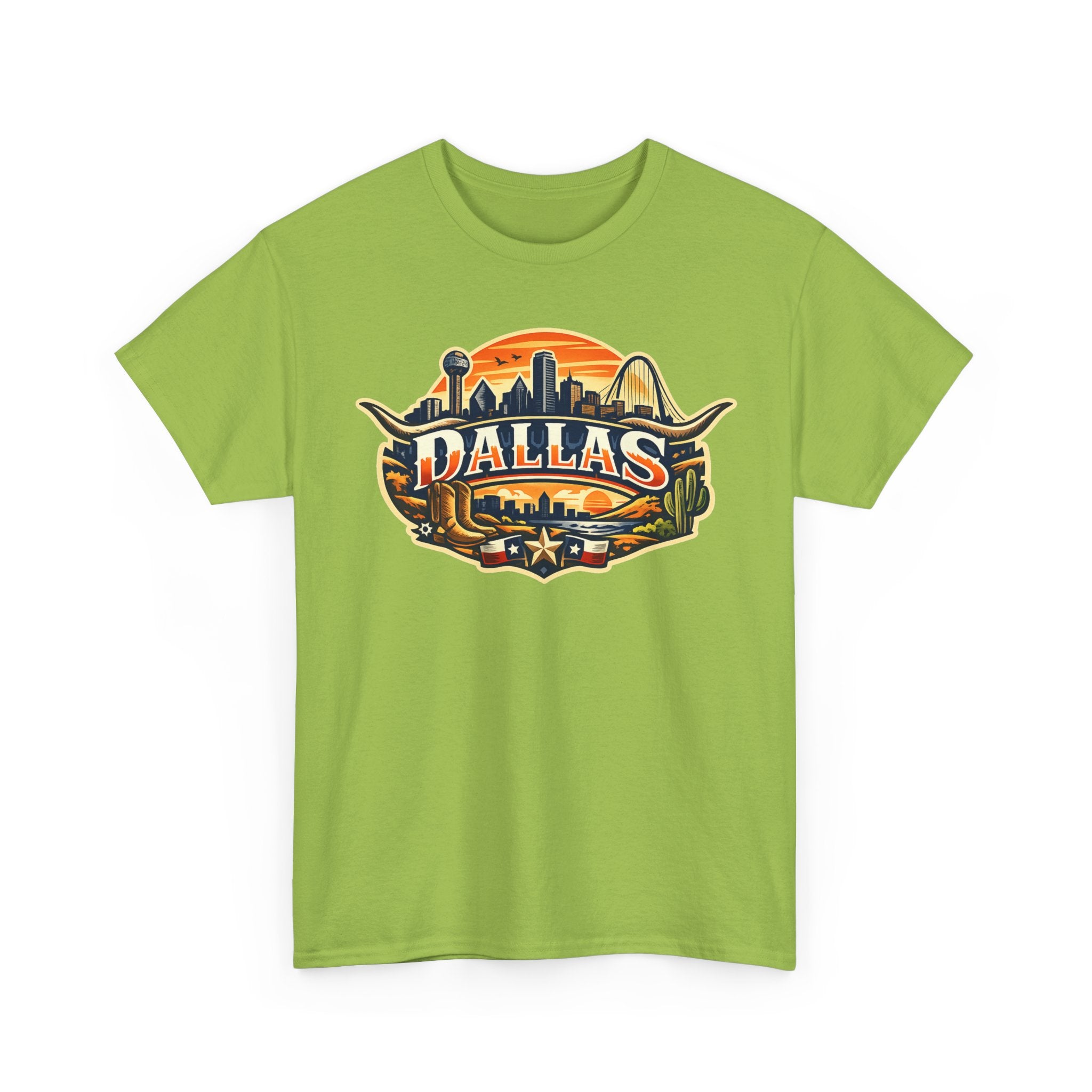 Dallas Skyline Retro Tee — Vintage Cityscape T‑Shirt with 'Dallas' Graphic