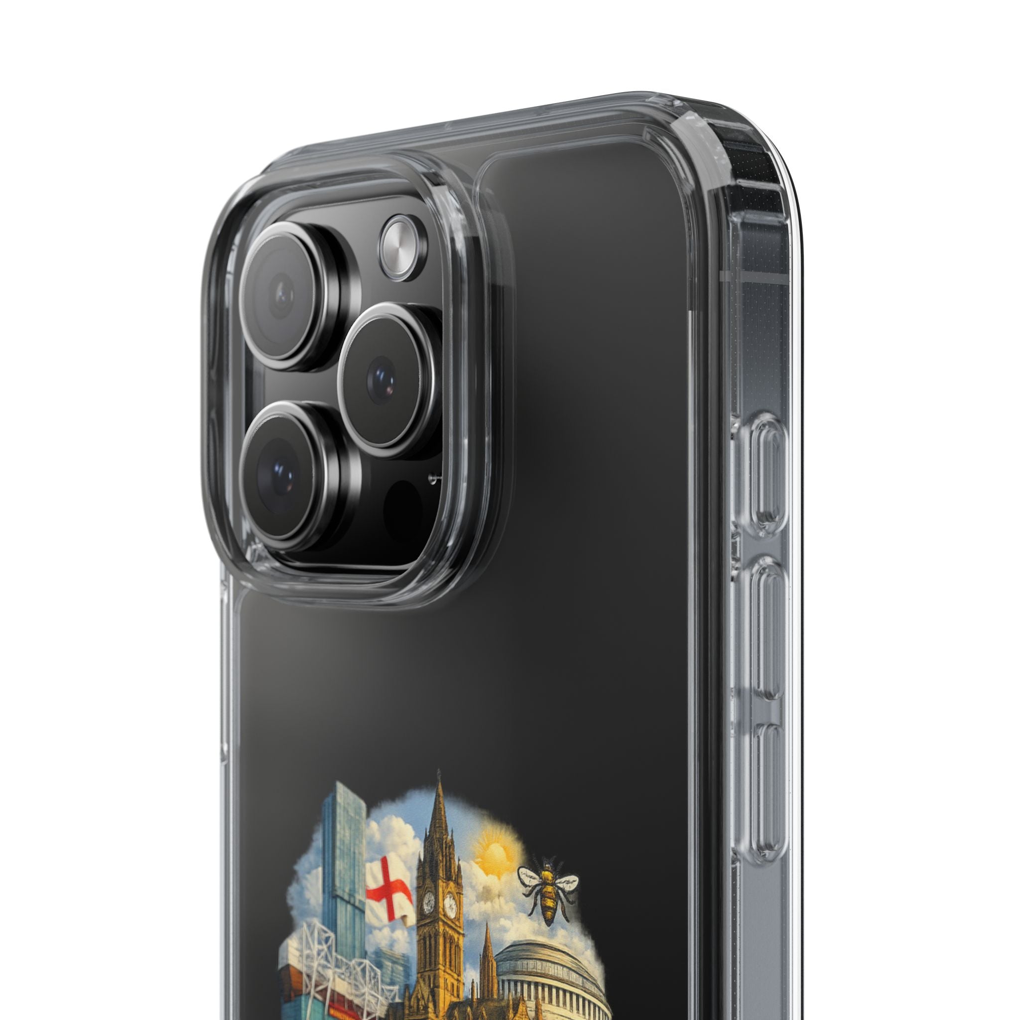 Manchester Landmark Clear Phone Case — Cityscape Collage Design