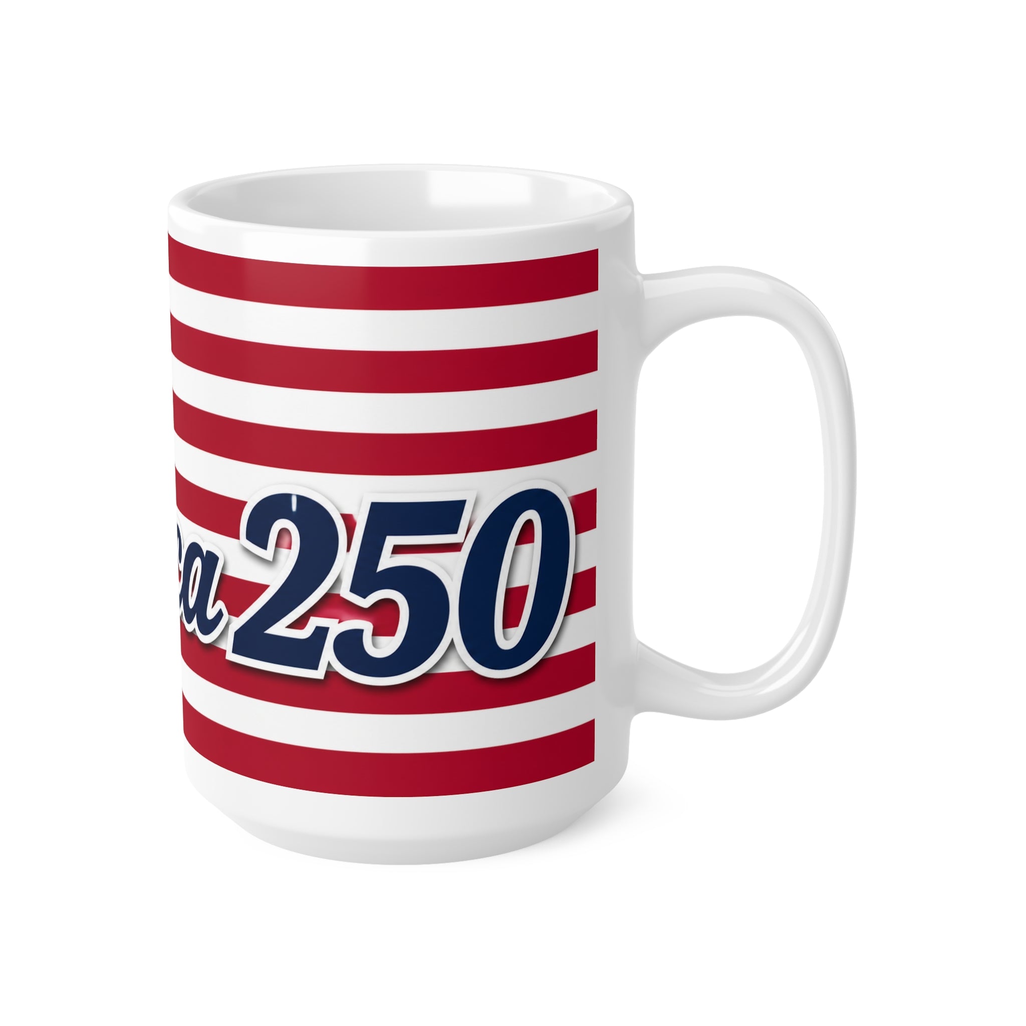 America 250 Flag Coffee Mug — Patriotic Ceramic 11oz & 15oz