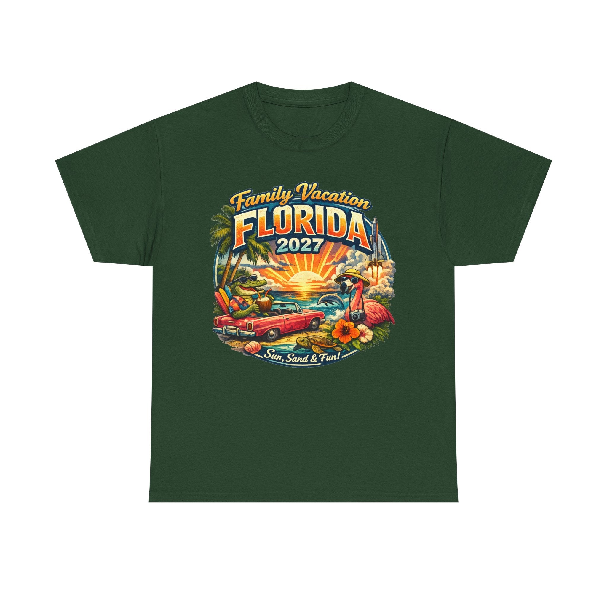 Florida Family Vacation 2027 T-Shirt — Retro Sunset Beach Design