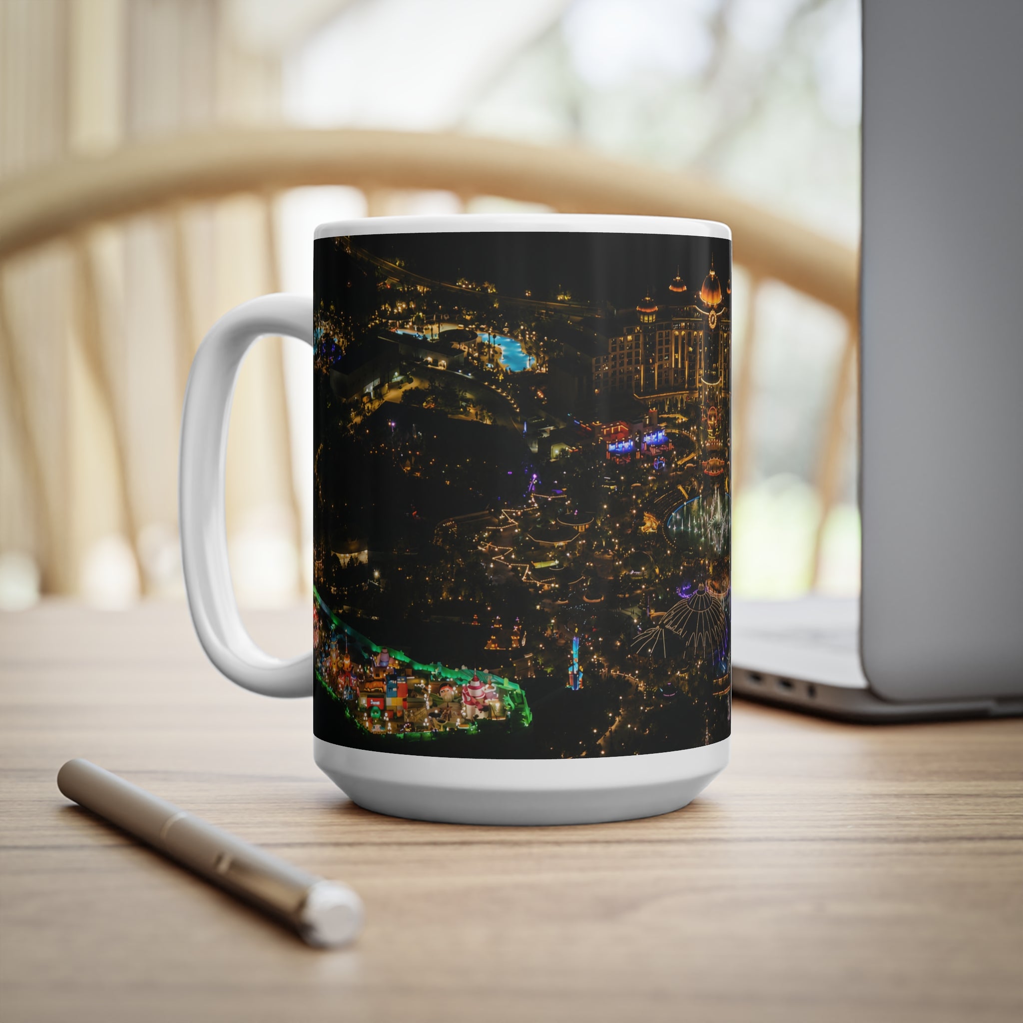 Epic Universe Nightscape Ceramic Coffee Mug — Neon Skyline 11oz & 15oz