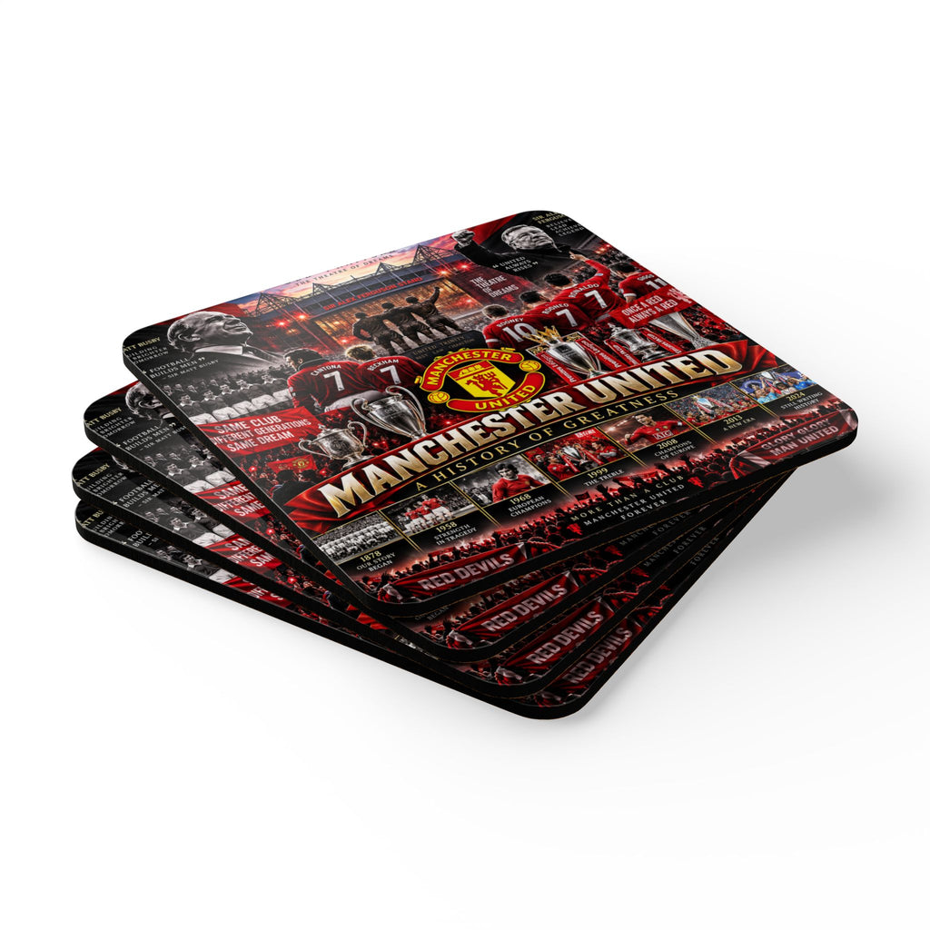 Manchester United Corkwood Coaster Set — A History of Greatness