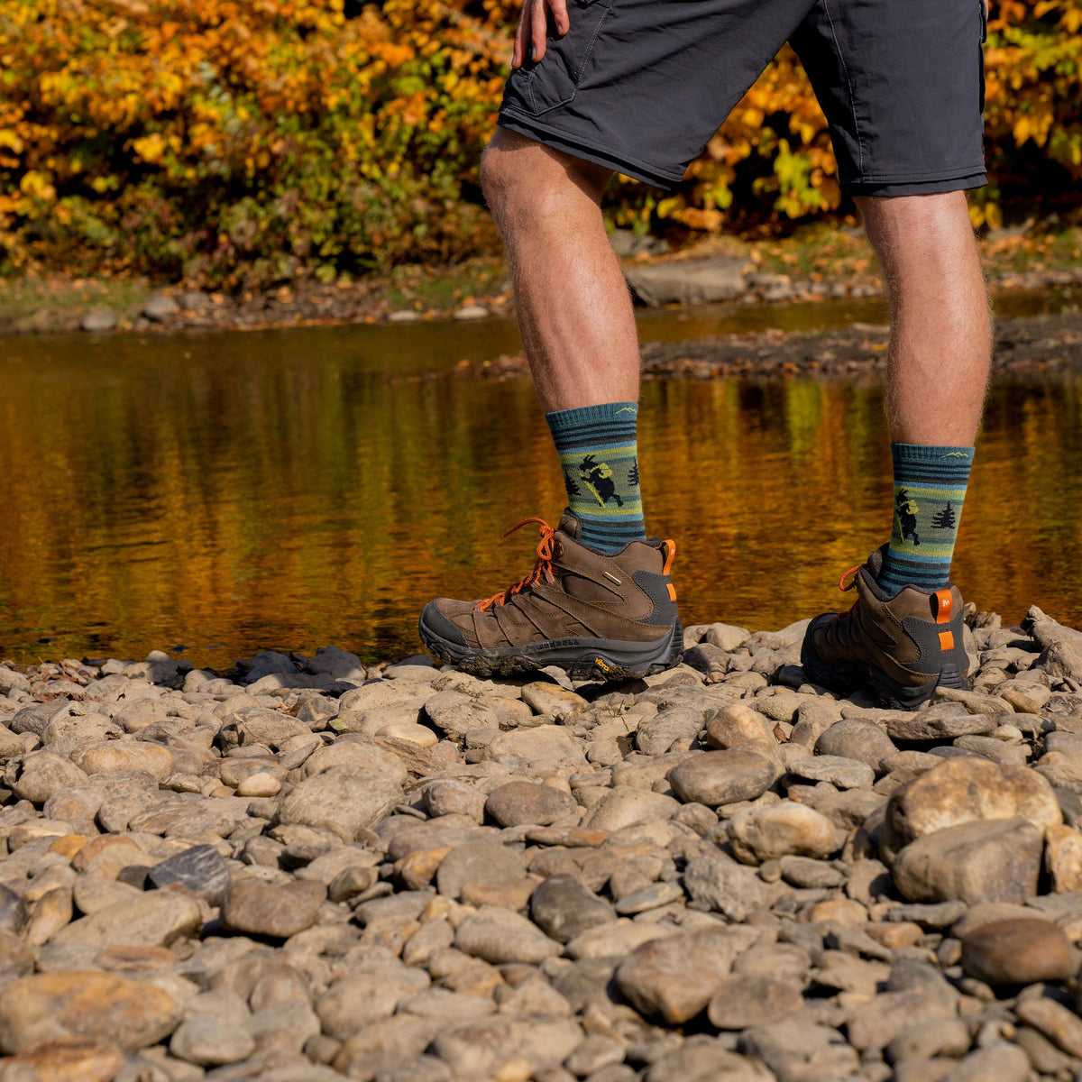 Mens Animal Patterned Micro Crew Lightweight Hiking Merino Wool Socks