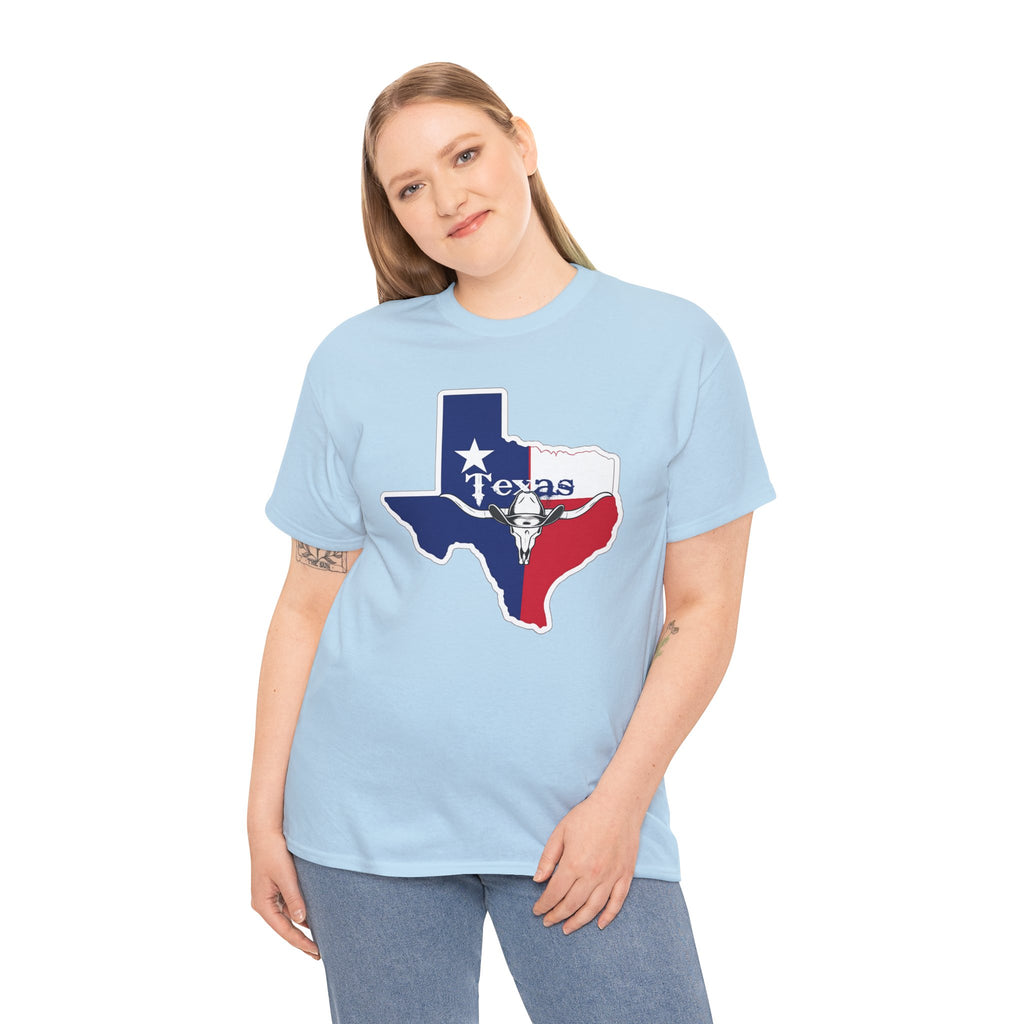 Texas Flag Outline T-Shirt — Lone Star State Map Tee with 'Texas' Text