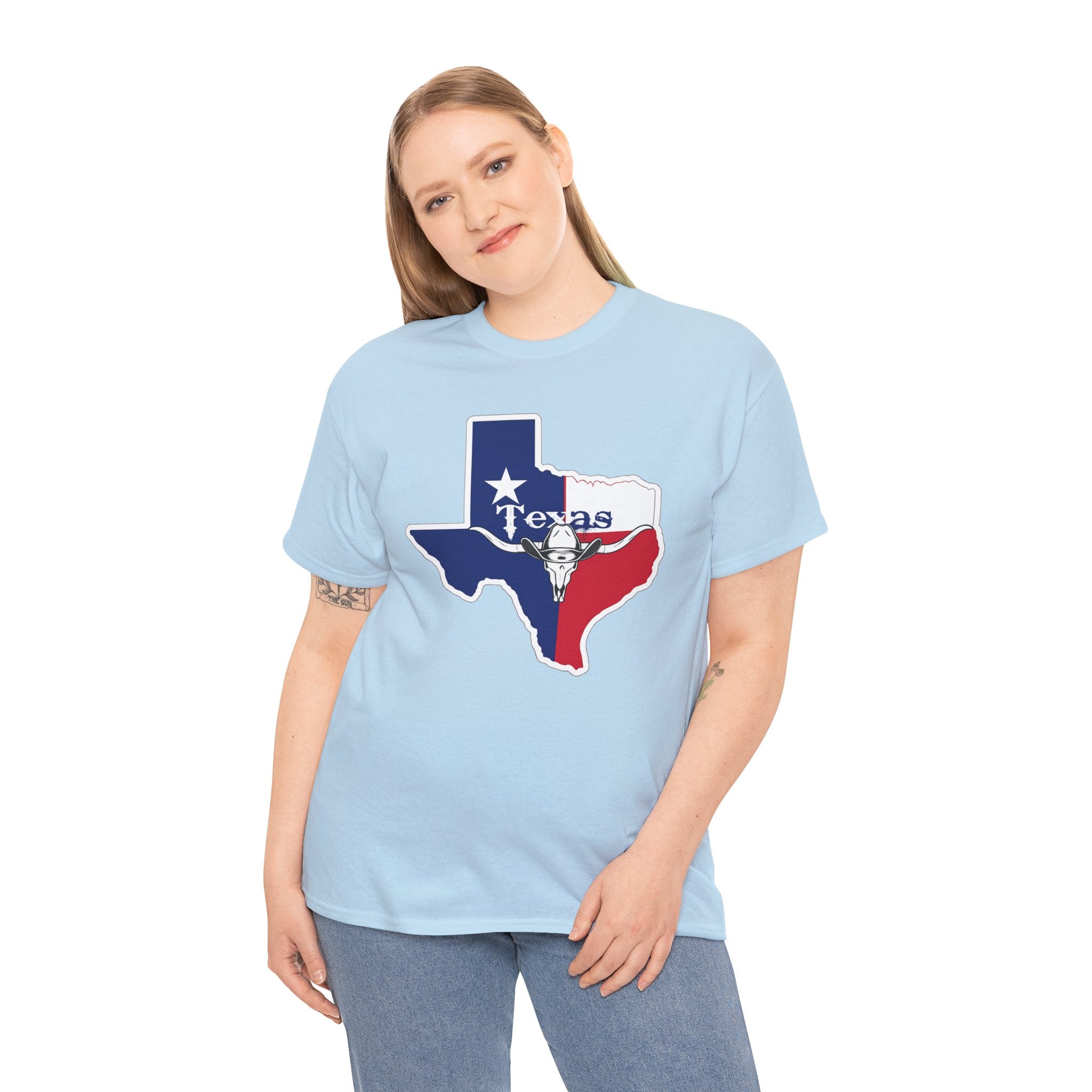 Texas Flag Outline T-Shirt — Lone Star State Map Tee with 'Texas' Text