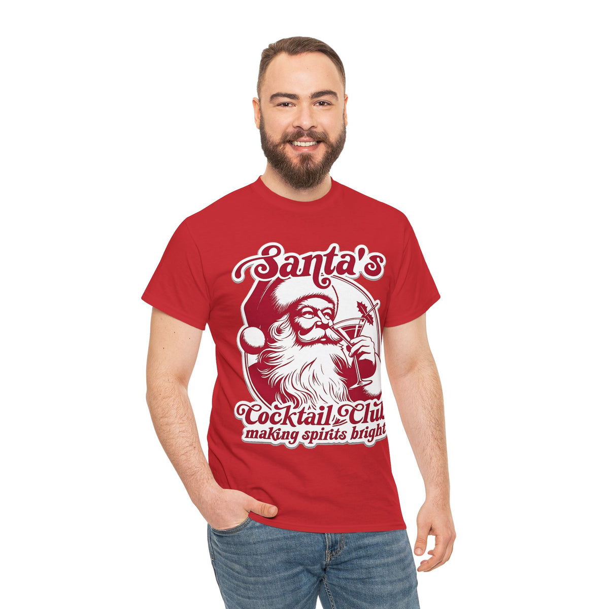 Santa’s Cocktail Club Tee — "Making Spirits Bright" Christmas Shirt