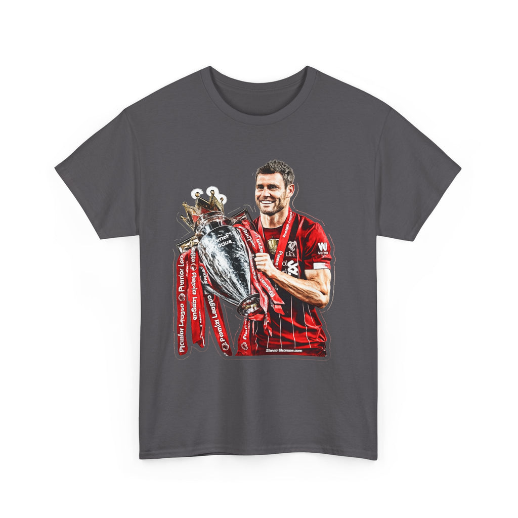 James Milner Liverpool Premier League Champion Trophy T-Shirt — Player Holding Premier Trophy