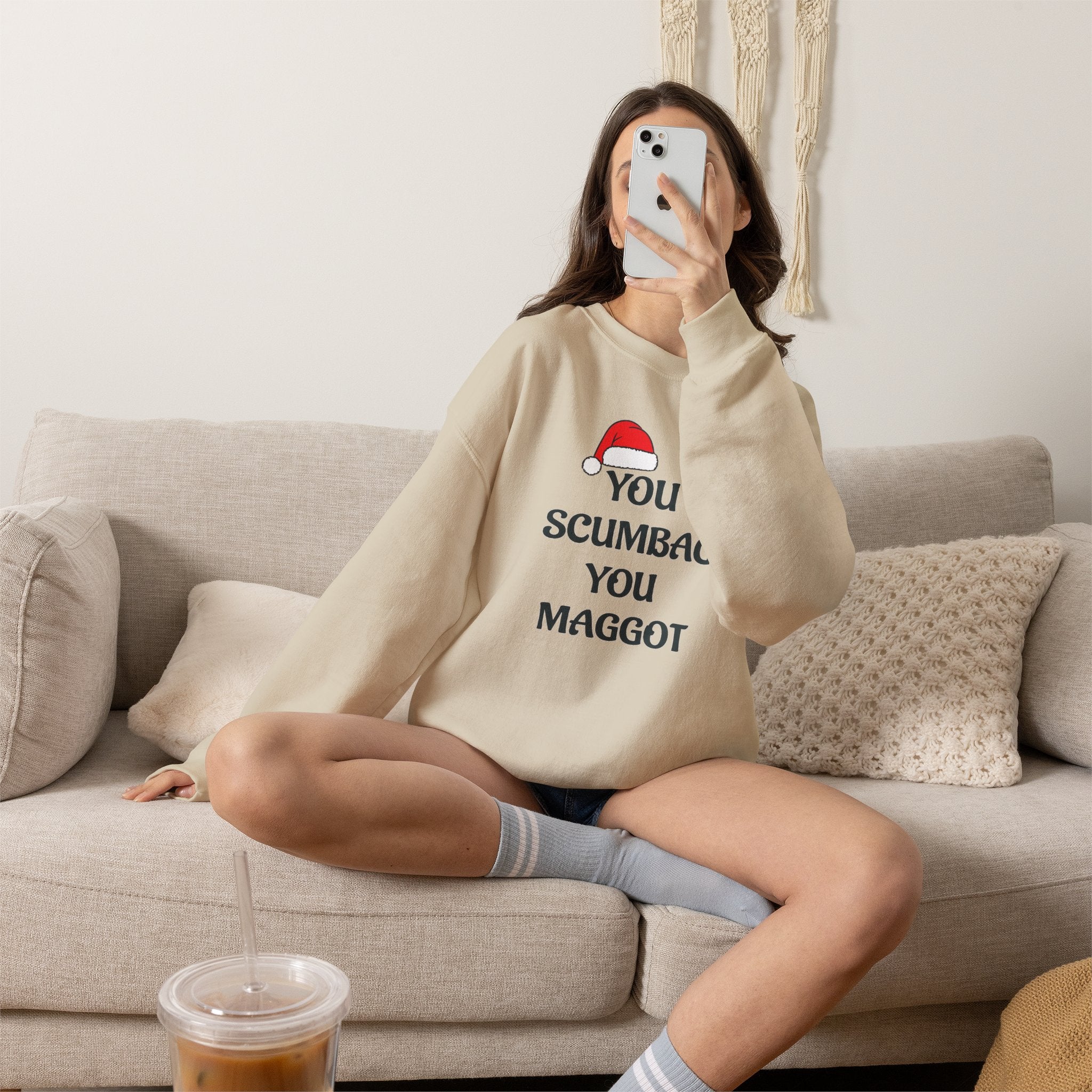 Holiday Sarcastic Sweatshirt — "You Scumbag You Maggot" Funny Christmas Crewneck