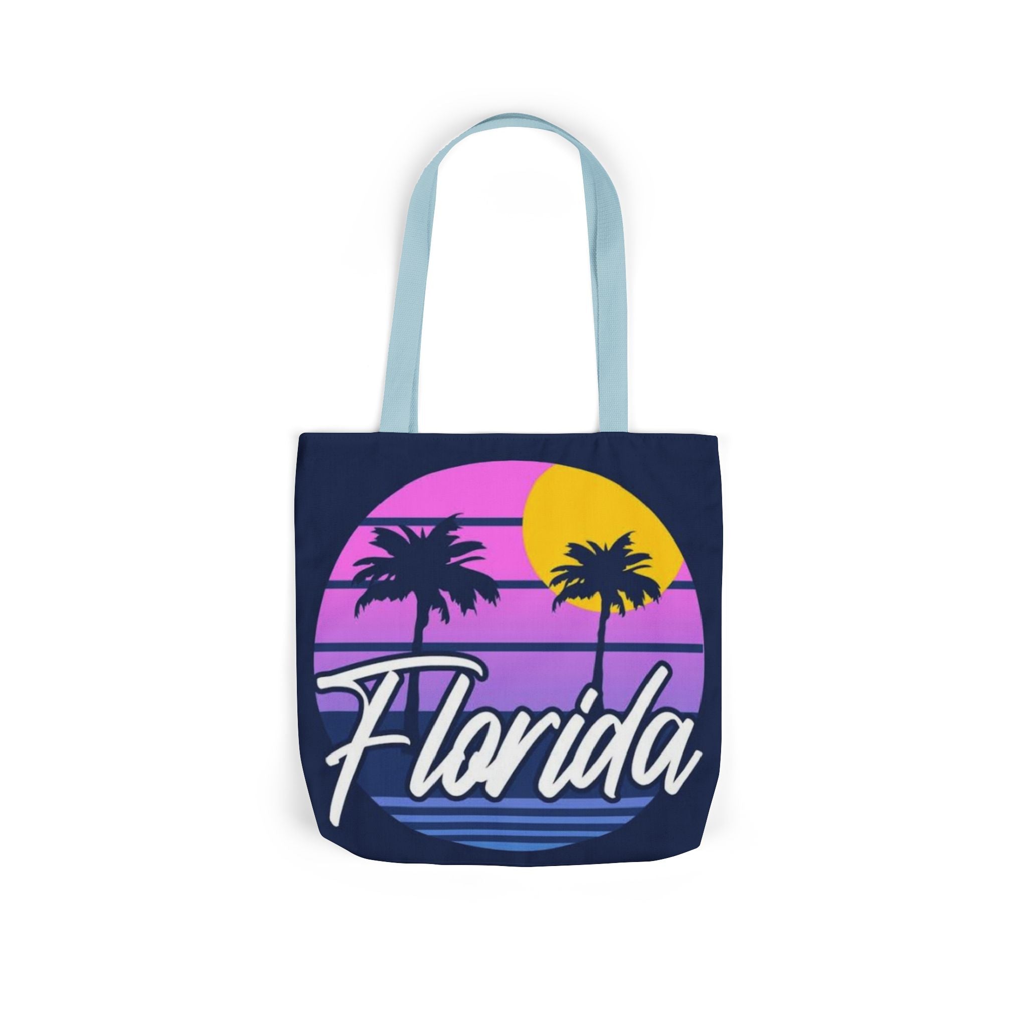 Florida Sunset Palm Tote Bag — Retro Beach Canvas Tote