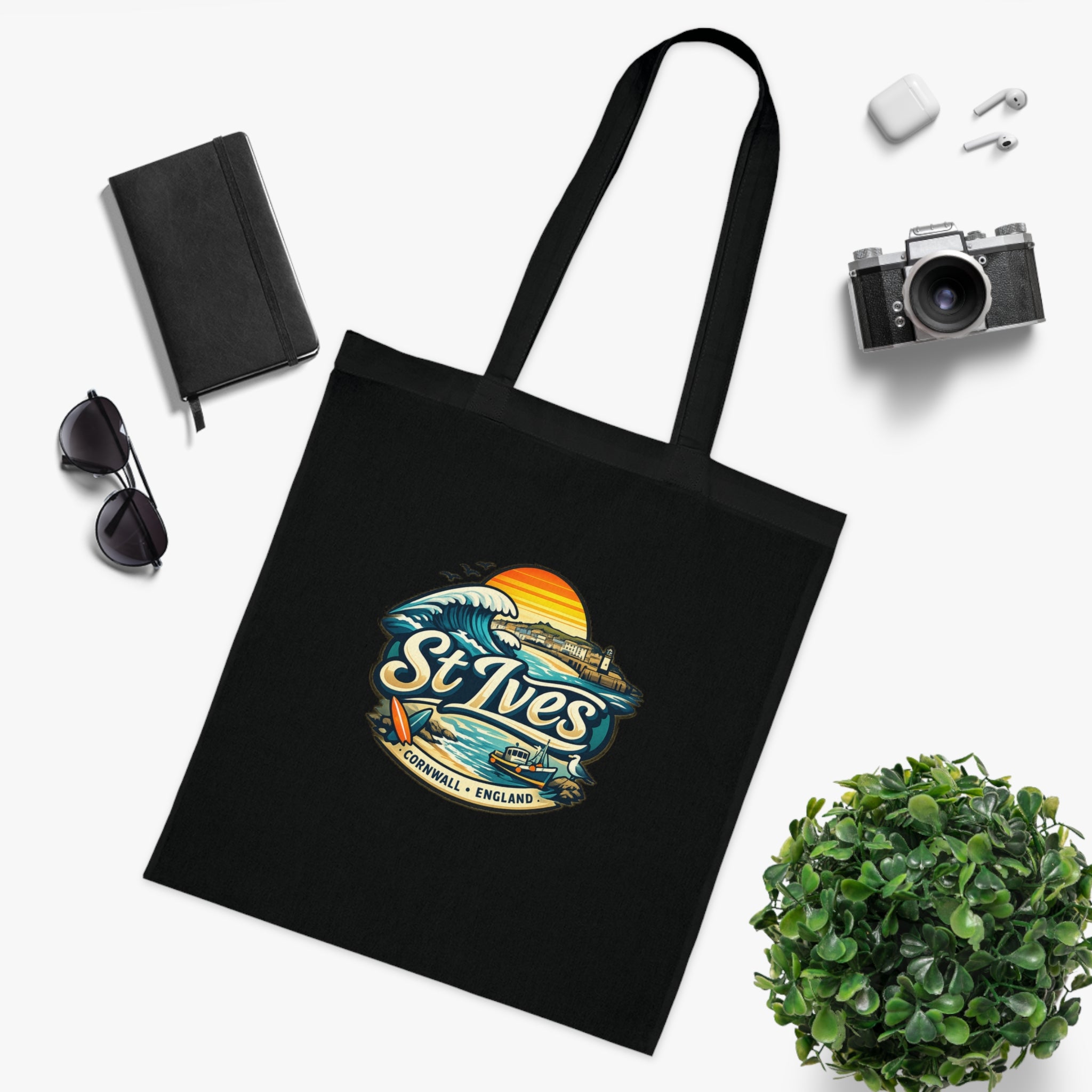 St Ives Beach Tote — Cornwall Surf Sunset Cotton Tote Bag