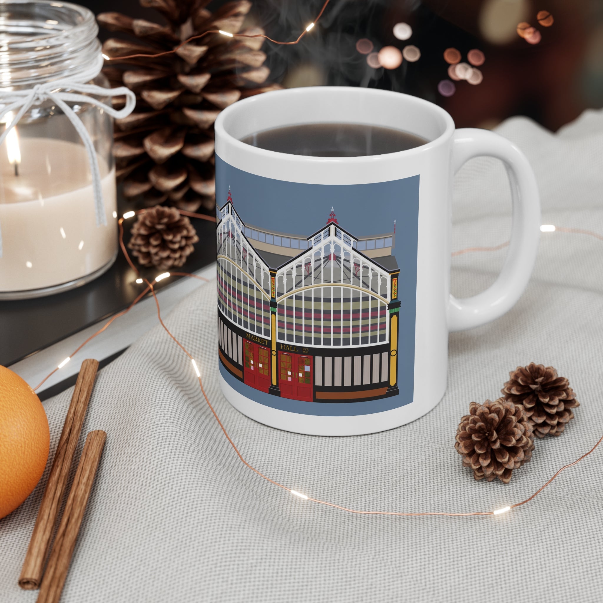 Stockport Market Hall Landmark Mug — Ceramic Coffee Cup 11oz/15oz
