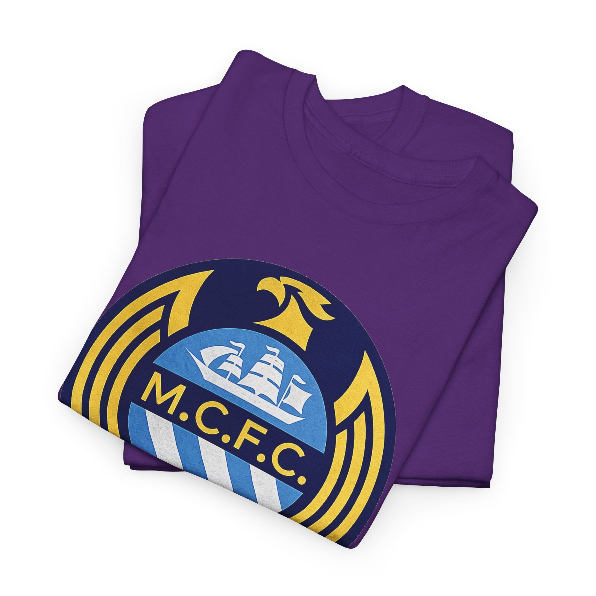 MCFC Crest T-Shirt — Vintage Blue & Gold Soccer Tee