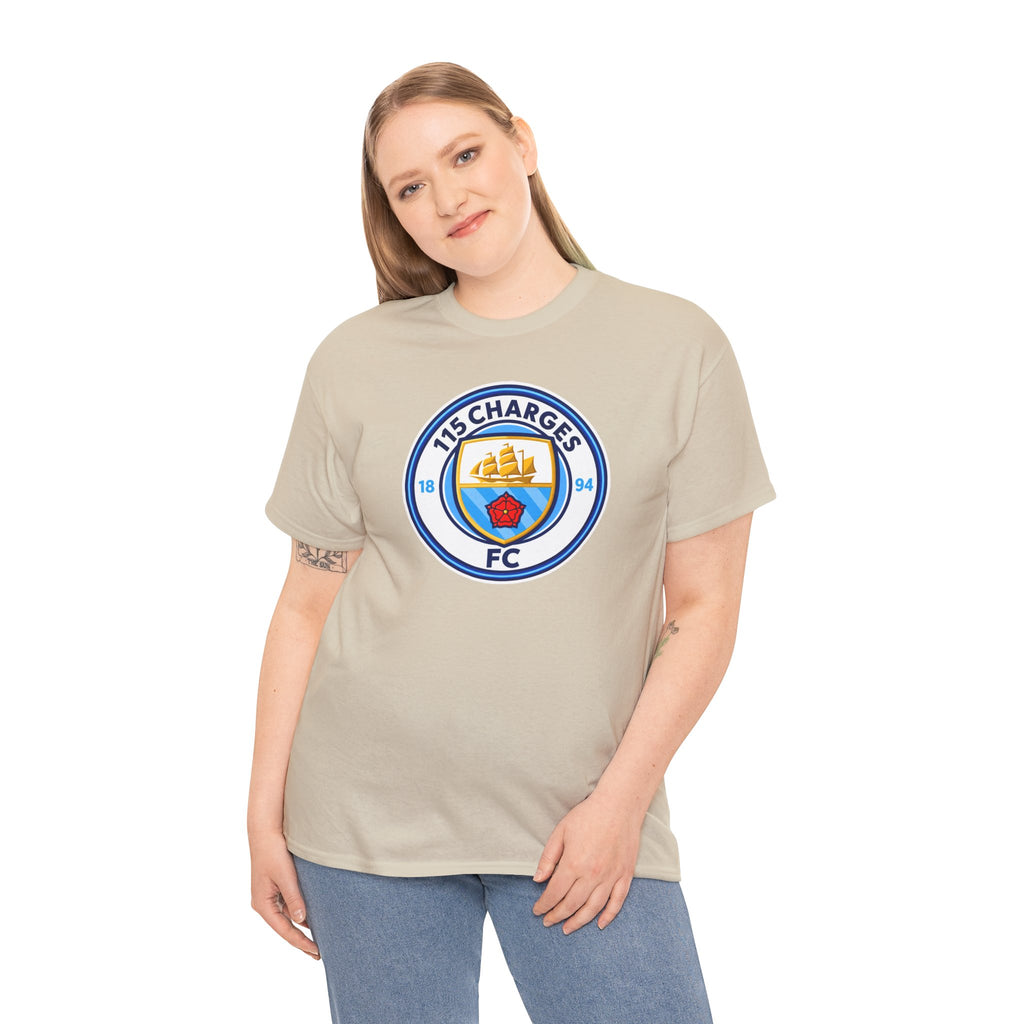 115 Charges FC Crest Cotton Tee — Vintage Blue Club Logo T-Shirt