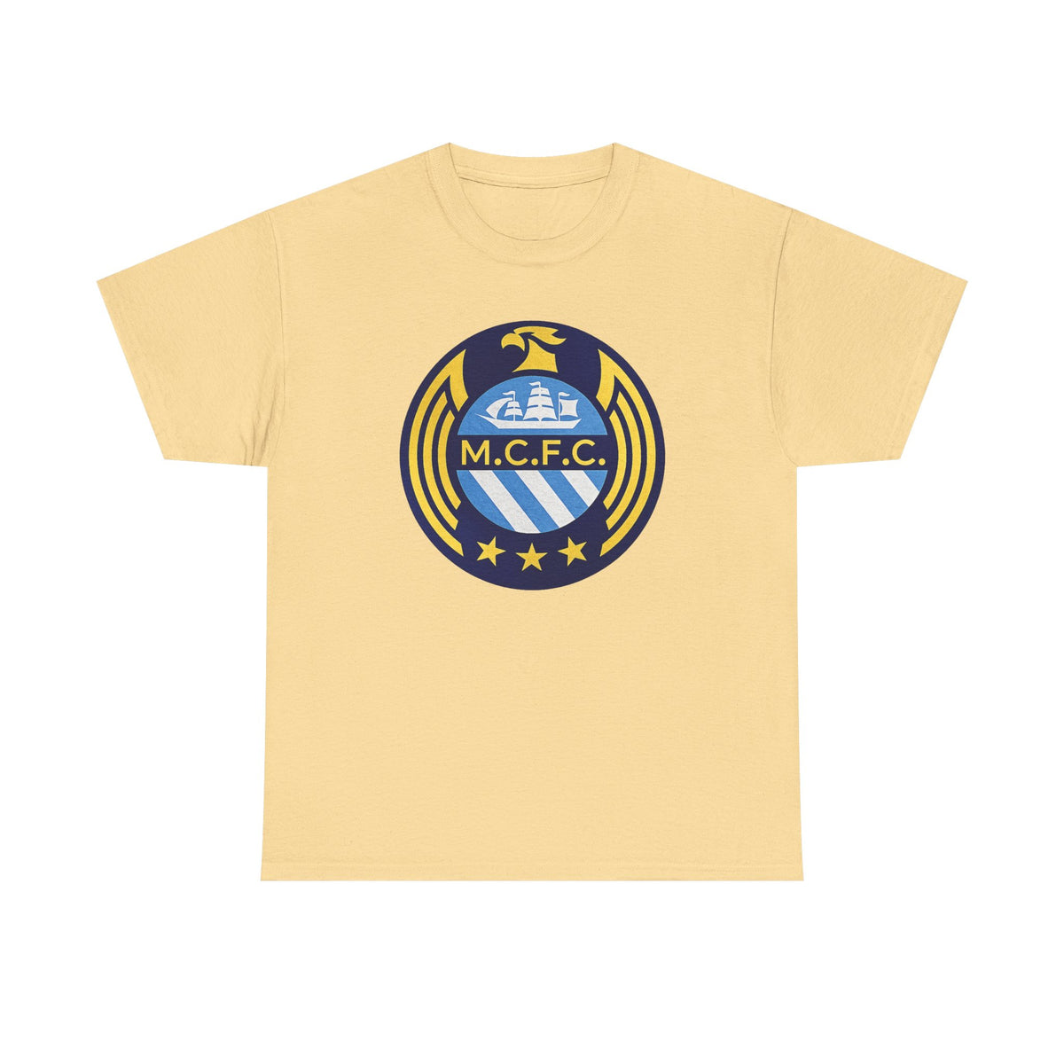 MCFC Crest T-Shirt — Vintage Blue & Gold Soccer Tee