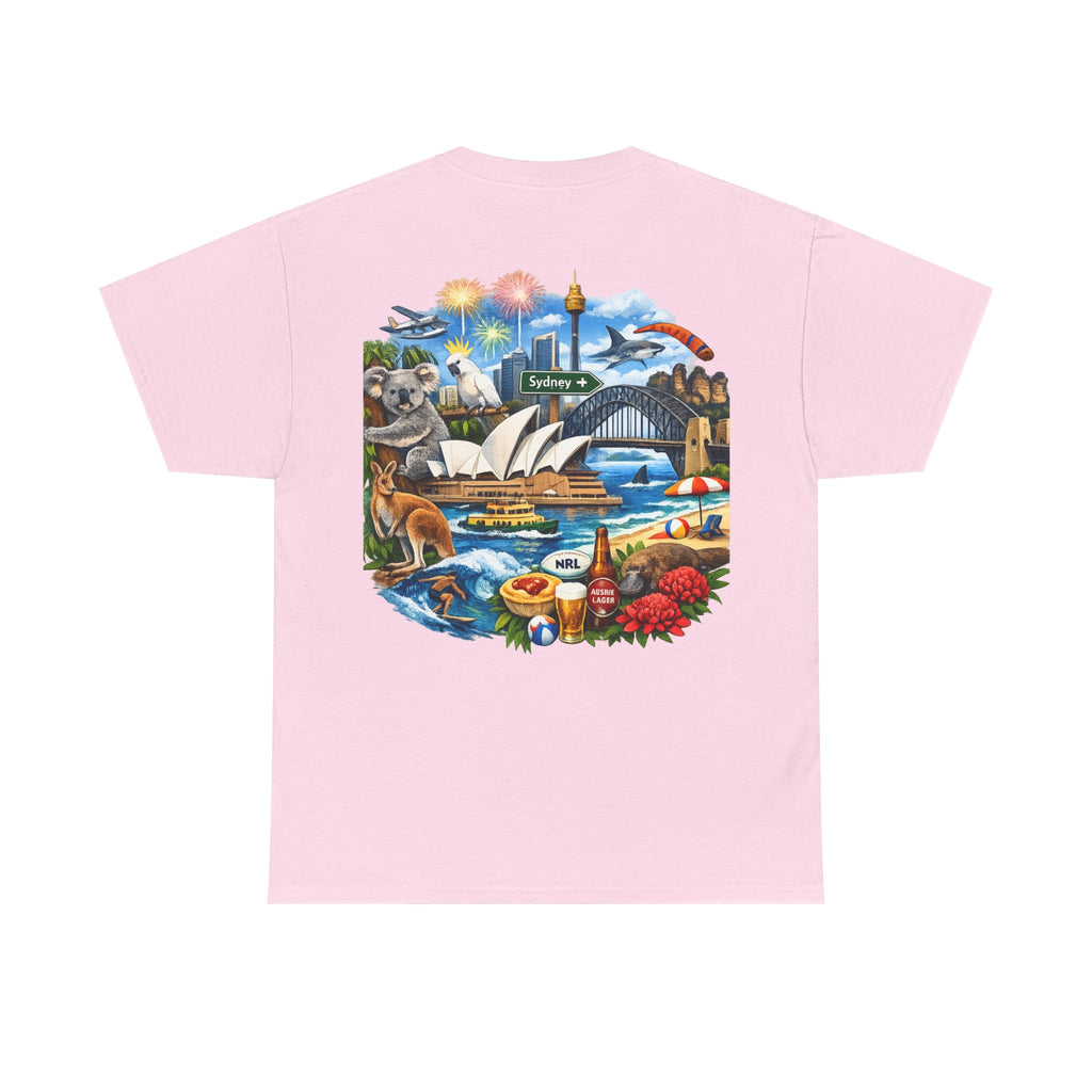 T-Shirt — Sydney Landmark Collage Tee (Opera House, Harbour Bridge, Koala & Beach Scene)