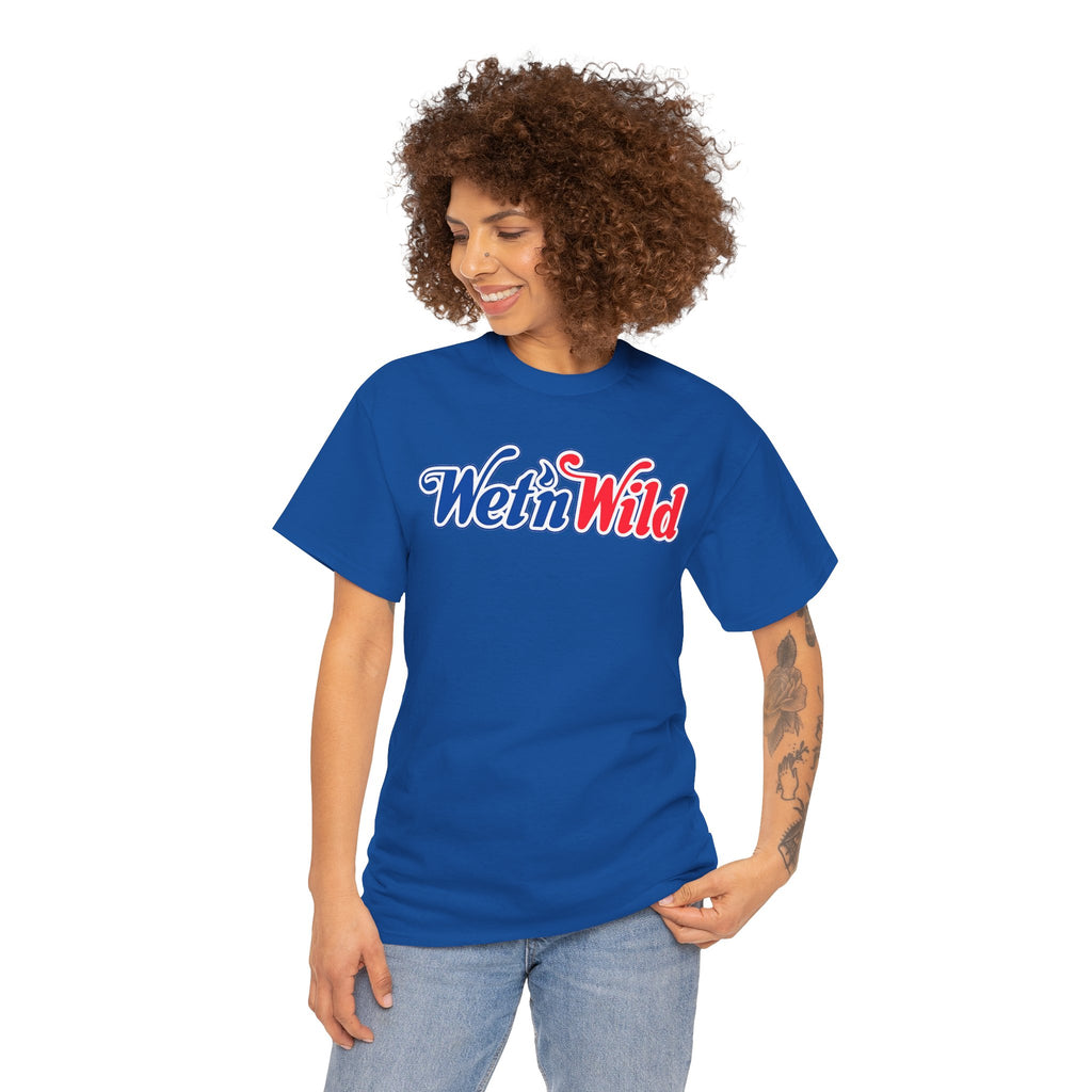 Wet 'n Wild Retro Script T-Shirt — Red & Blue Patriotic Graphic Tee