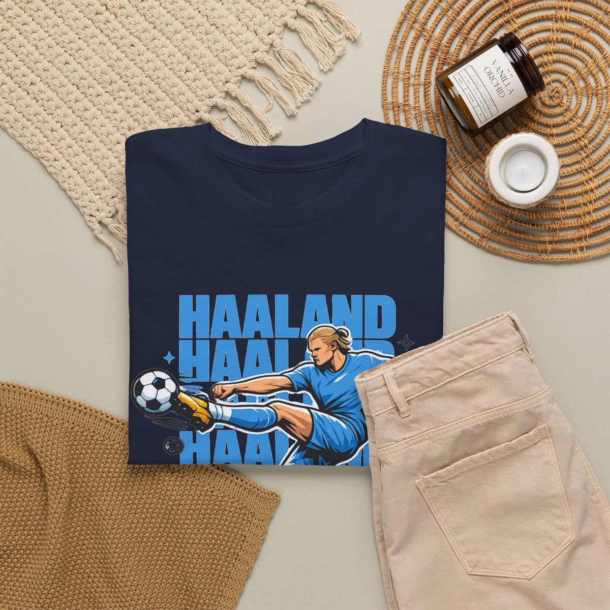 Haaland Manchester City Inspired Cotton T-Shirt — Striker Action Graphic Football Shirt