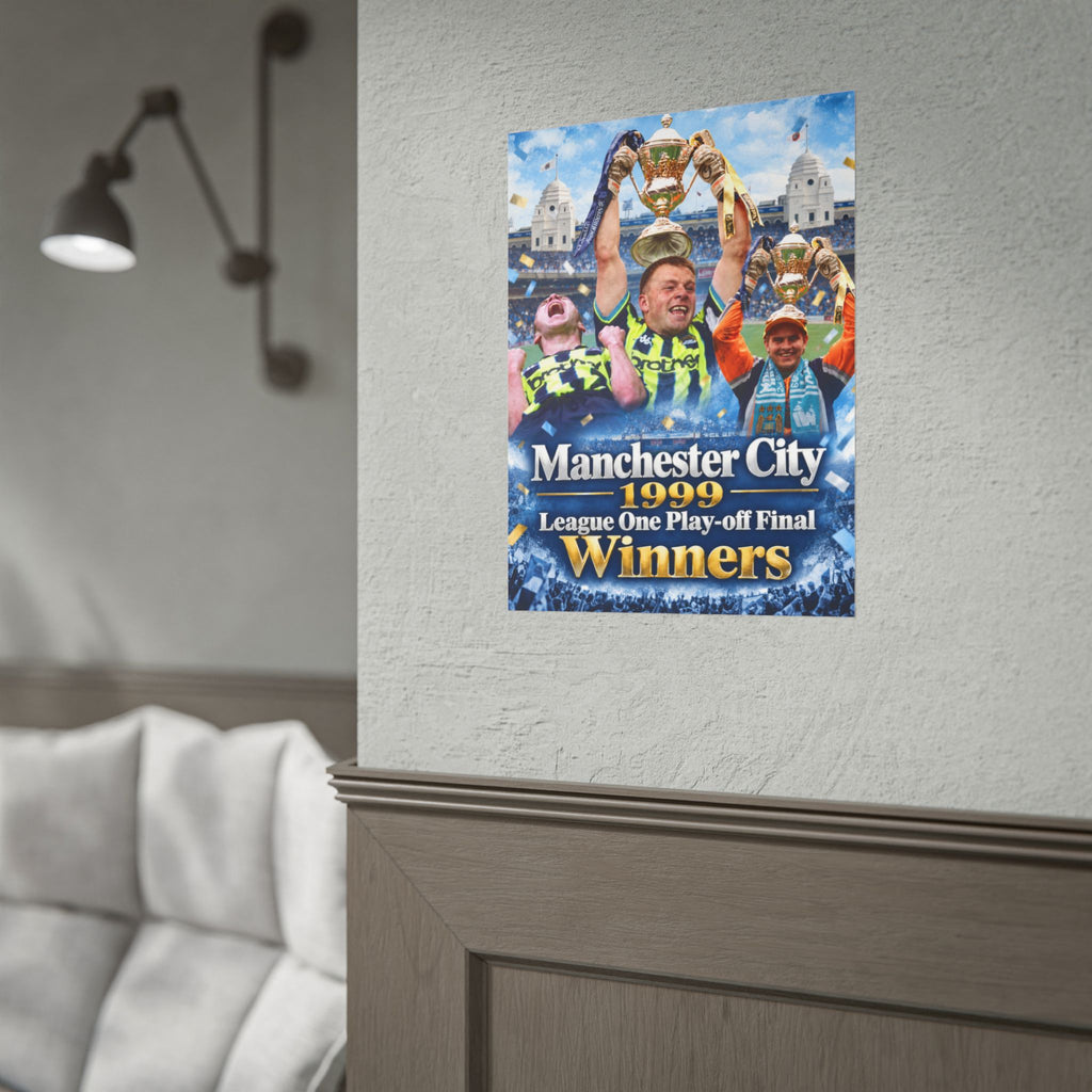 Manchester City 1999 Winners Rolled Poster — League One Play-off Final Celebration
