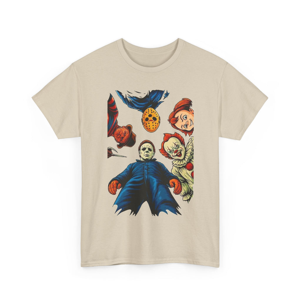 Horror Movie Icons Graphic Tee — Michael Myers, Jason & Classic Clowns Halloween T-Shirt