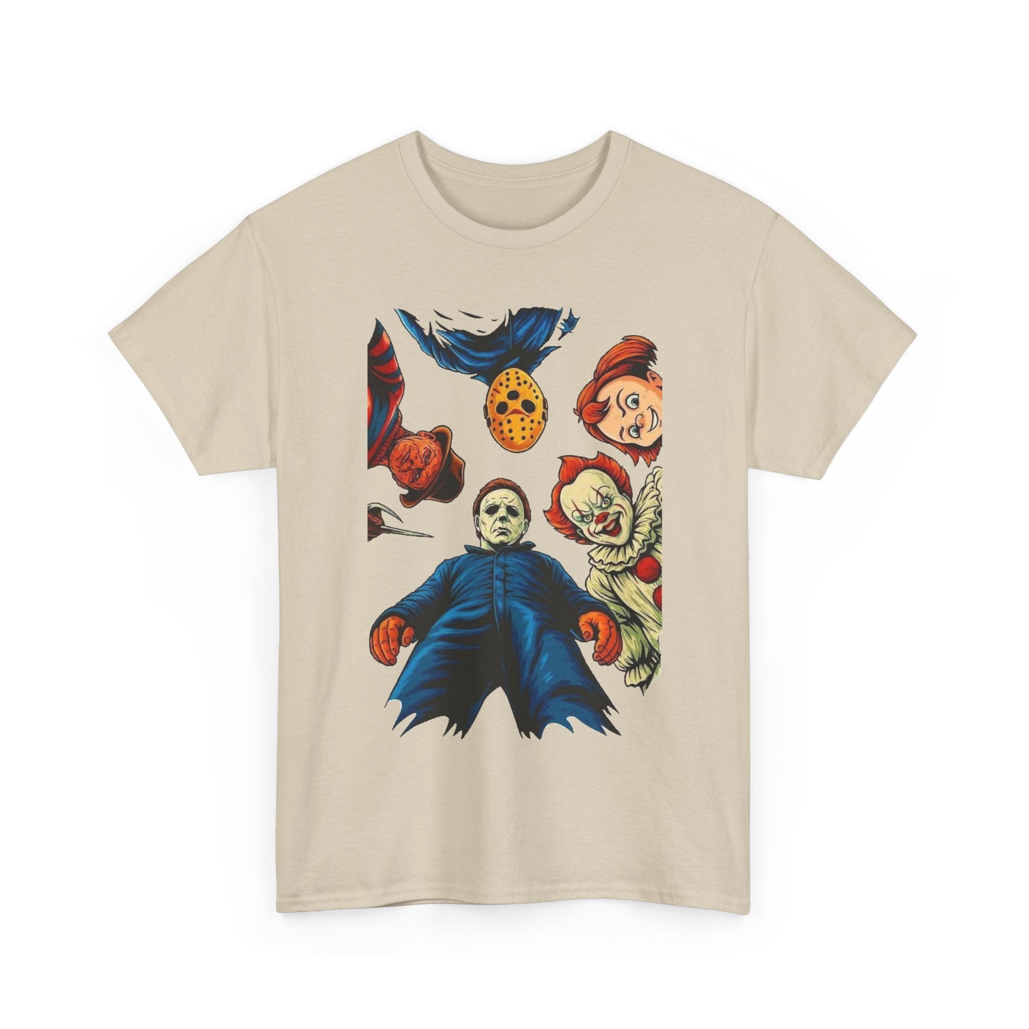 Horror Movie Icons Graphic Tee — Michael Myers, Jason & Classic Clowns Halloween T-Shirt