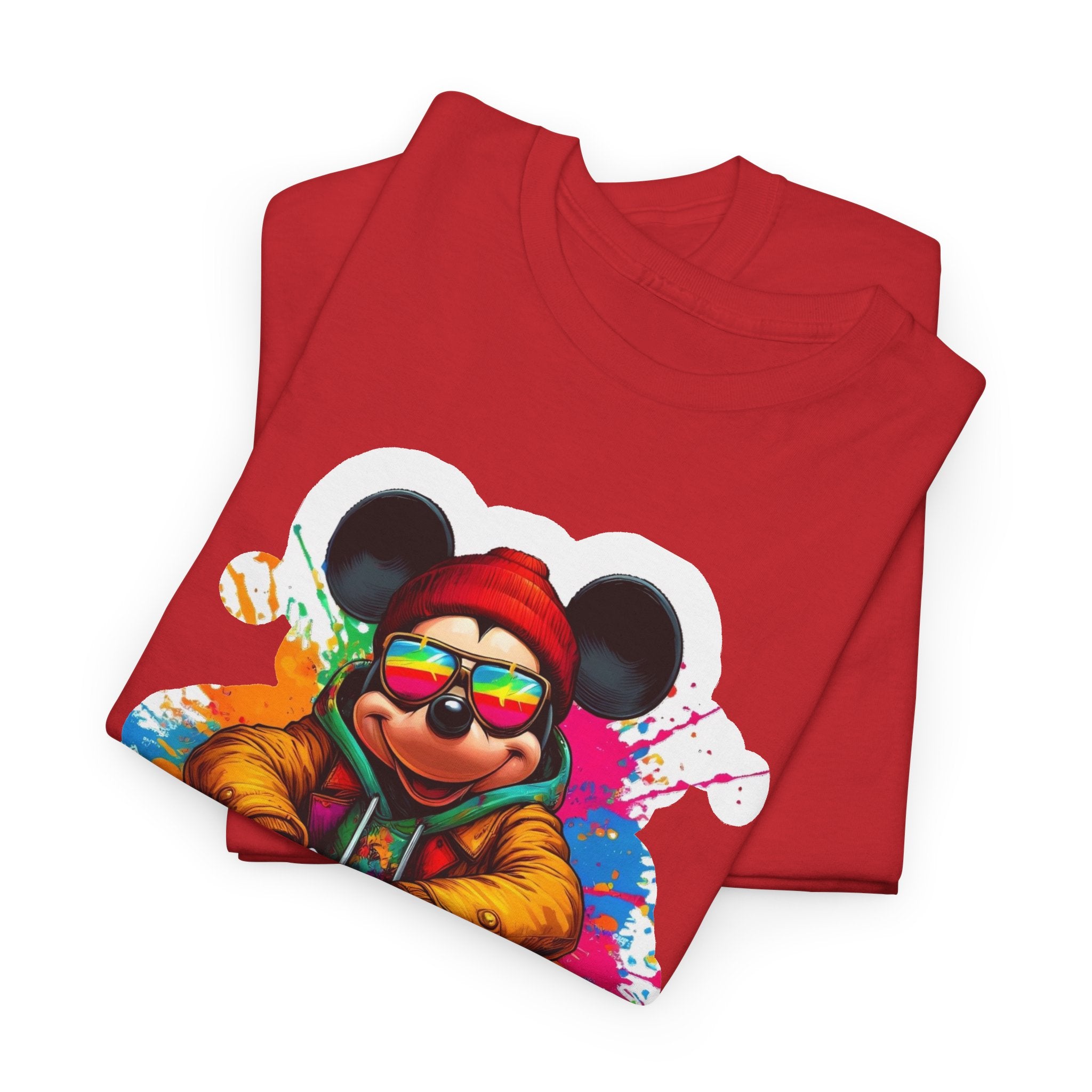 Streetwear Mouse Graphic Tee — Colorful Urban Hip-Hop Cartoon Shirt