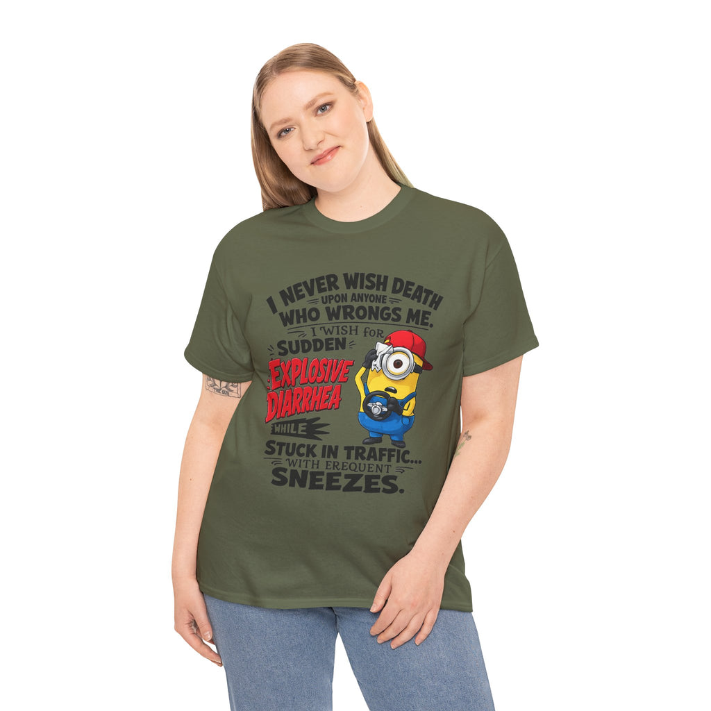 Funny Minion Traffic Tee — "Explosive Diarrhea" Humorous Graphic T-Shirt