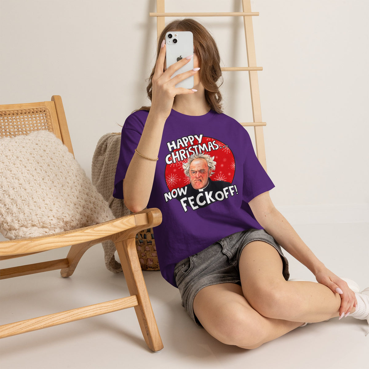 Funny Christmas Tee — “Happy Christmas… Now Feck Off!” Holiday Graphic T-Shirt