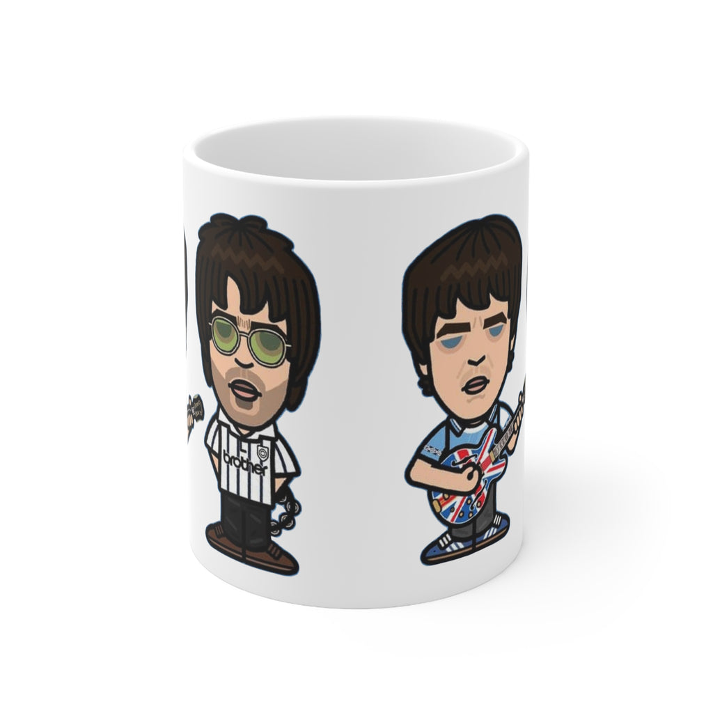 Oasis Cartoon Mug — Union Jack Guitar Character Ceramic Coffee Cup (11oz & 15oz)