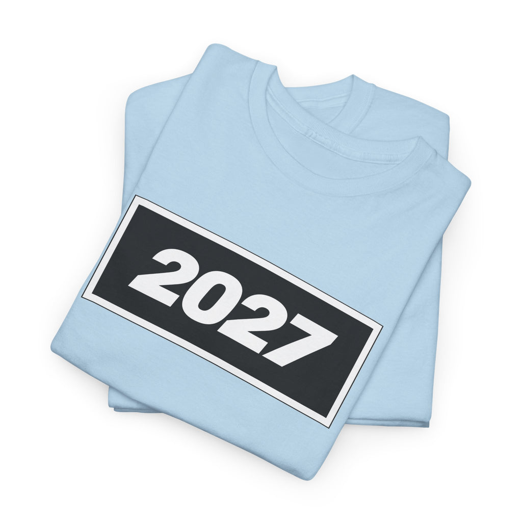 Oasis Inspired 2027 Graphic Tee — Minimal Year Rectangle T‑Shirt for New Year Celebrations