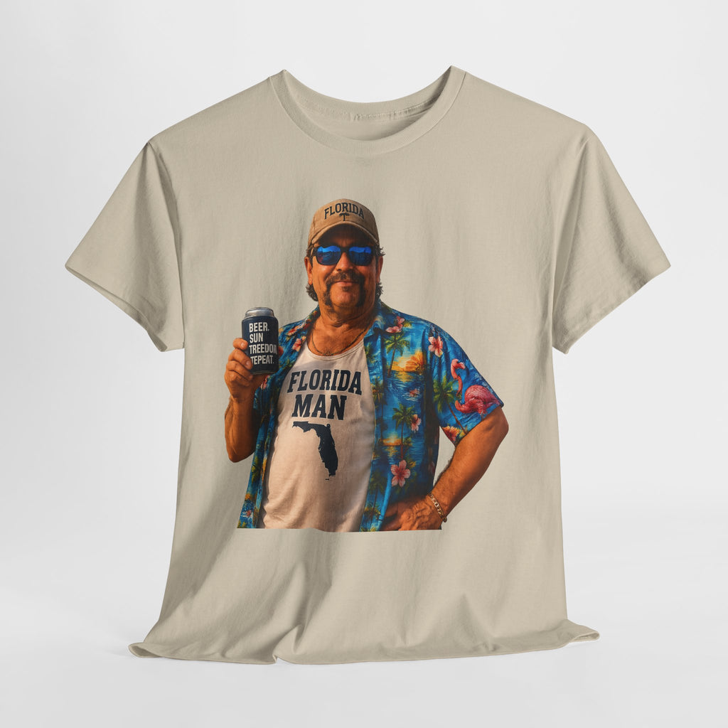 Florida Man Graphic Tee — Funny Vacation Shirt with Hawaiian Shirt Design