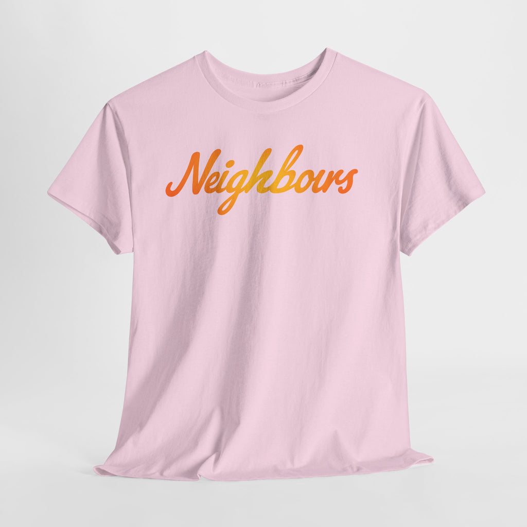 Neighbours Script T‑Shirt — Retro Orange Neighborhood Tee
