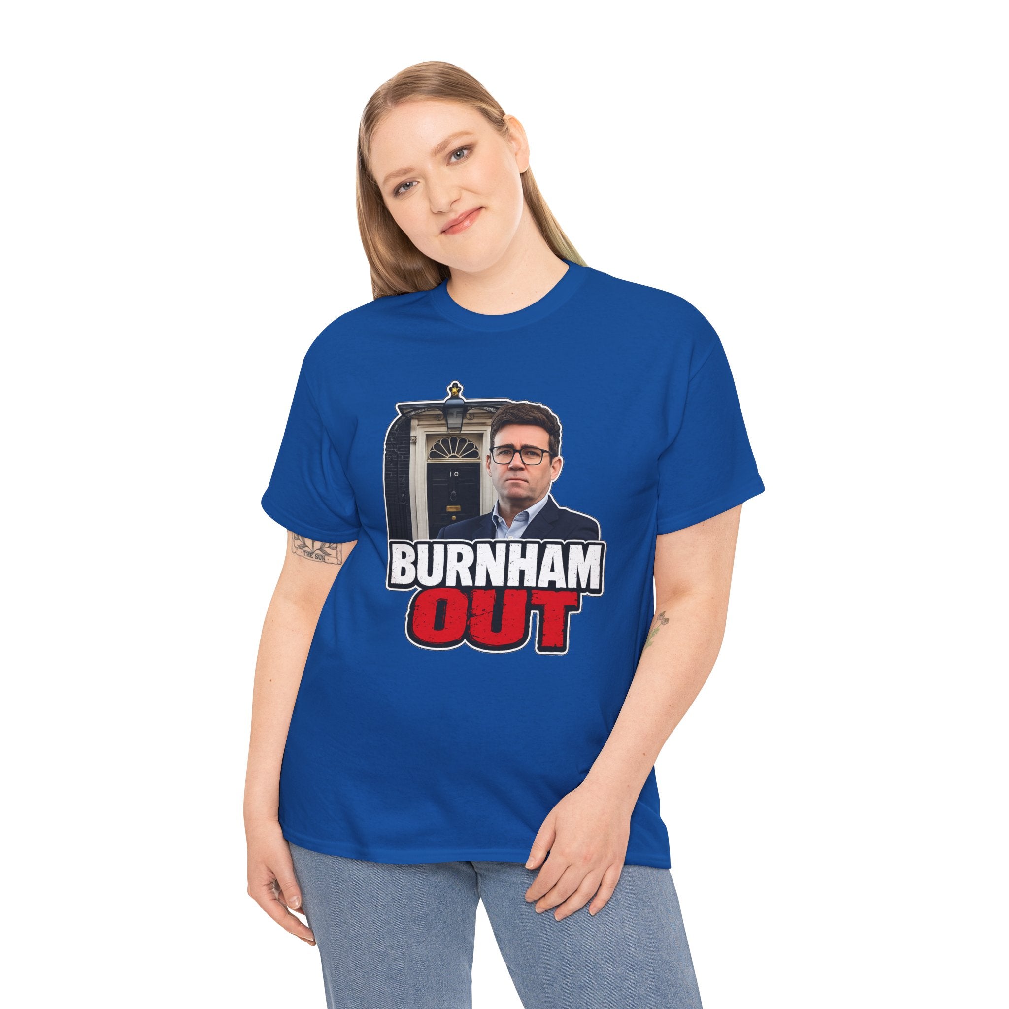 Andy Burnham Out Political Satire T‑Shirt — "Burnham Out" Protest Tee