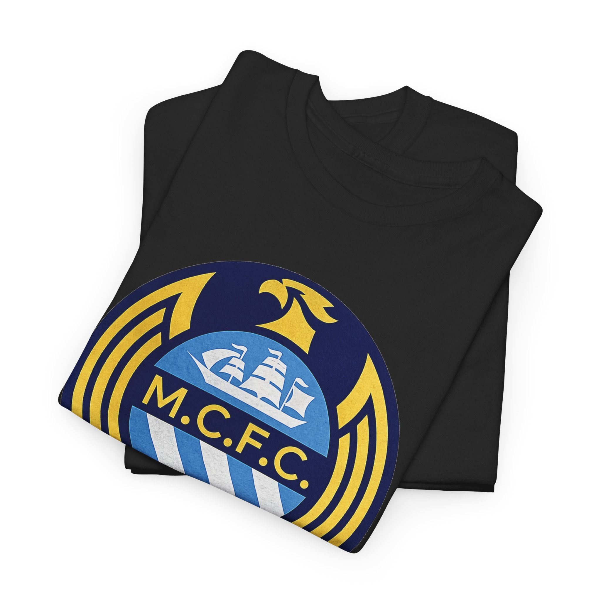 MCFC Crest T-Shirt — Vintage Blue & Gold Soccer Tee