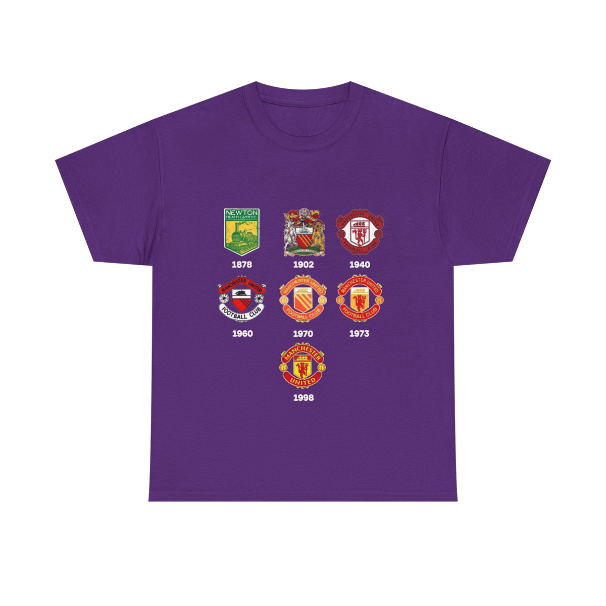 Manchester United Crest Evolution T-Shirt — Vintage Club Logo Timeline Tee
