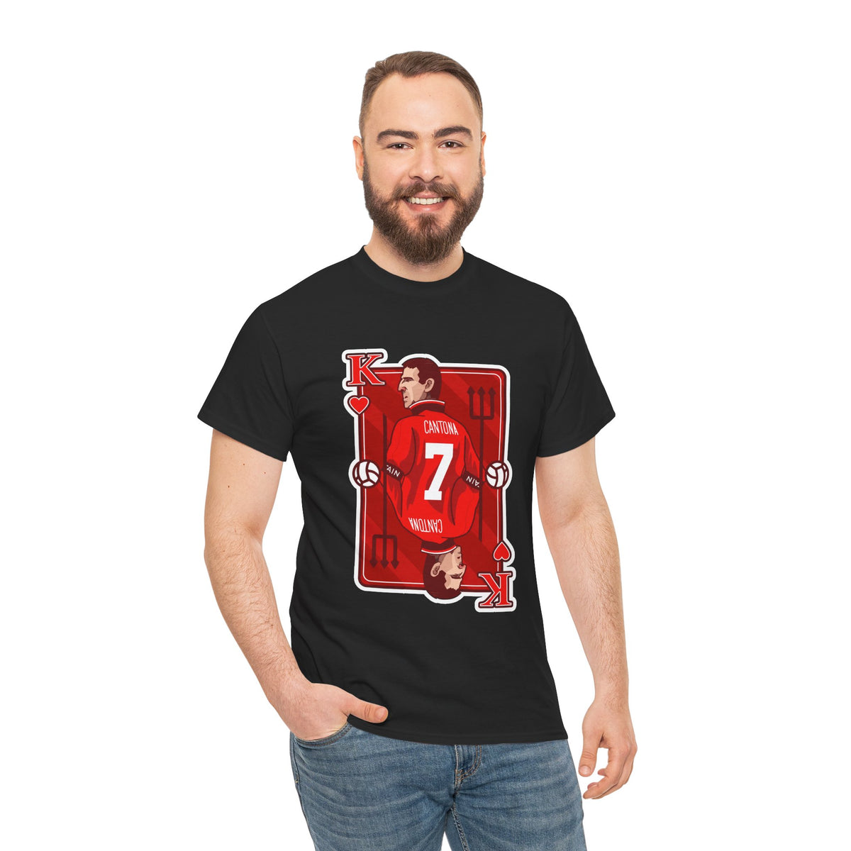 Cantona Playing Card Cotton T-Shirt / Tee — Number 7 Custom Jersey Design