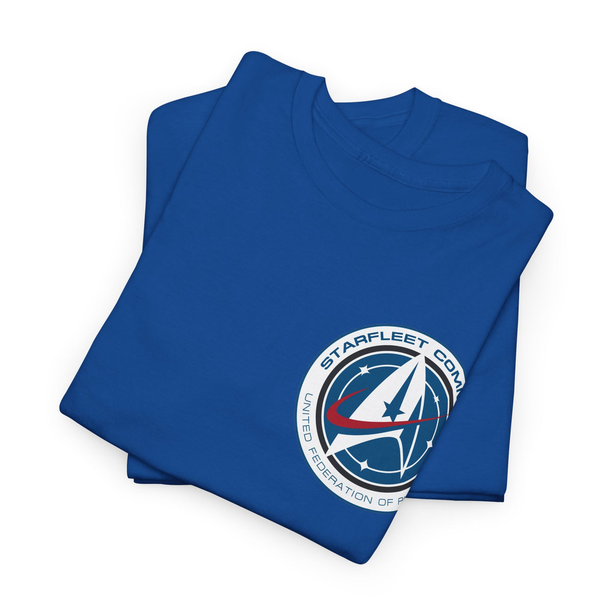 Starfleet Command Crew Logo Cotton T‑Shirt — Retro Rocket Emblem Tee