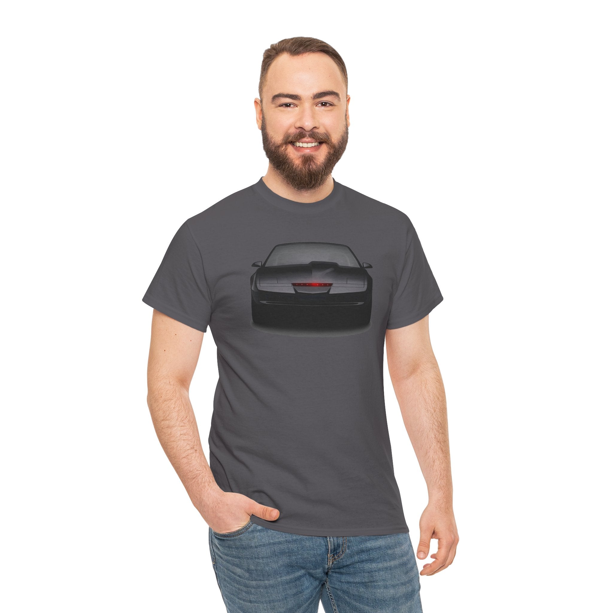 KITT-Inspired Retro Sports Car Tee — Front View Knight Rider Car Graphic Shirt